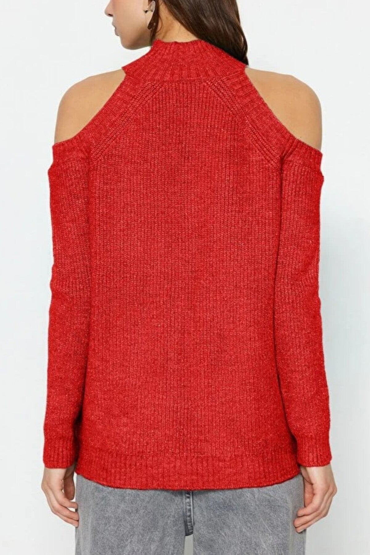 Glittery Knit Sweater with Cut-Out Detail