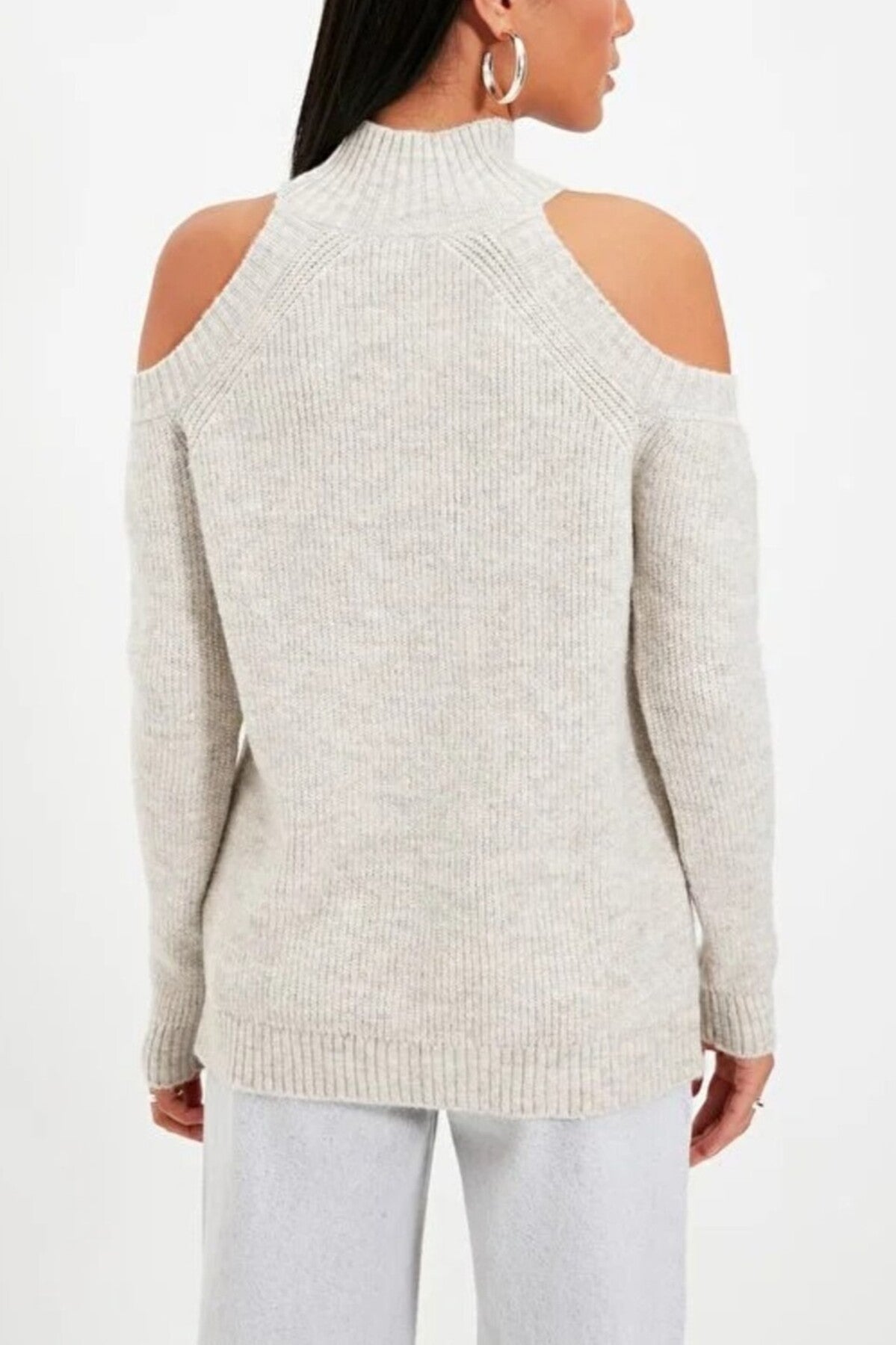 Glittery Knit Sweater with Cut-Out Detail