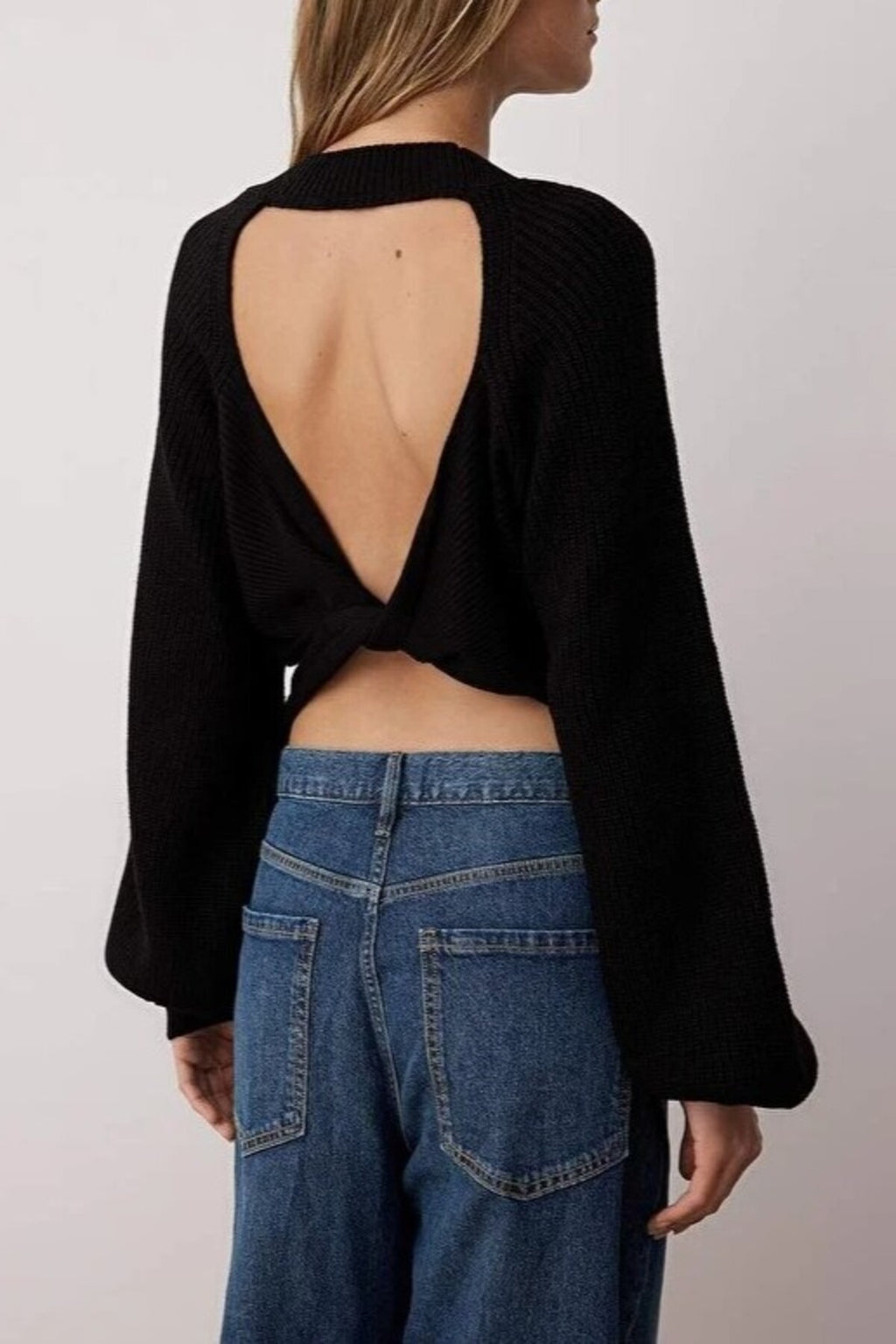 Knit Sweater with Back Cut Out Detail