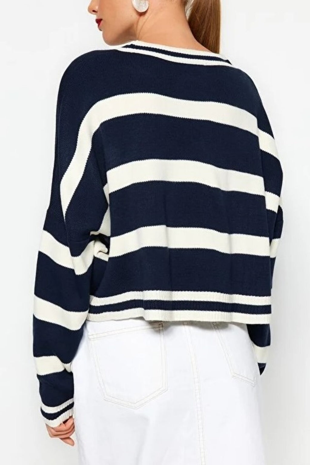 Crop Striped Knit Sweater