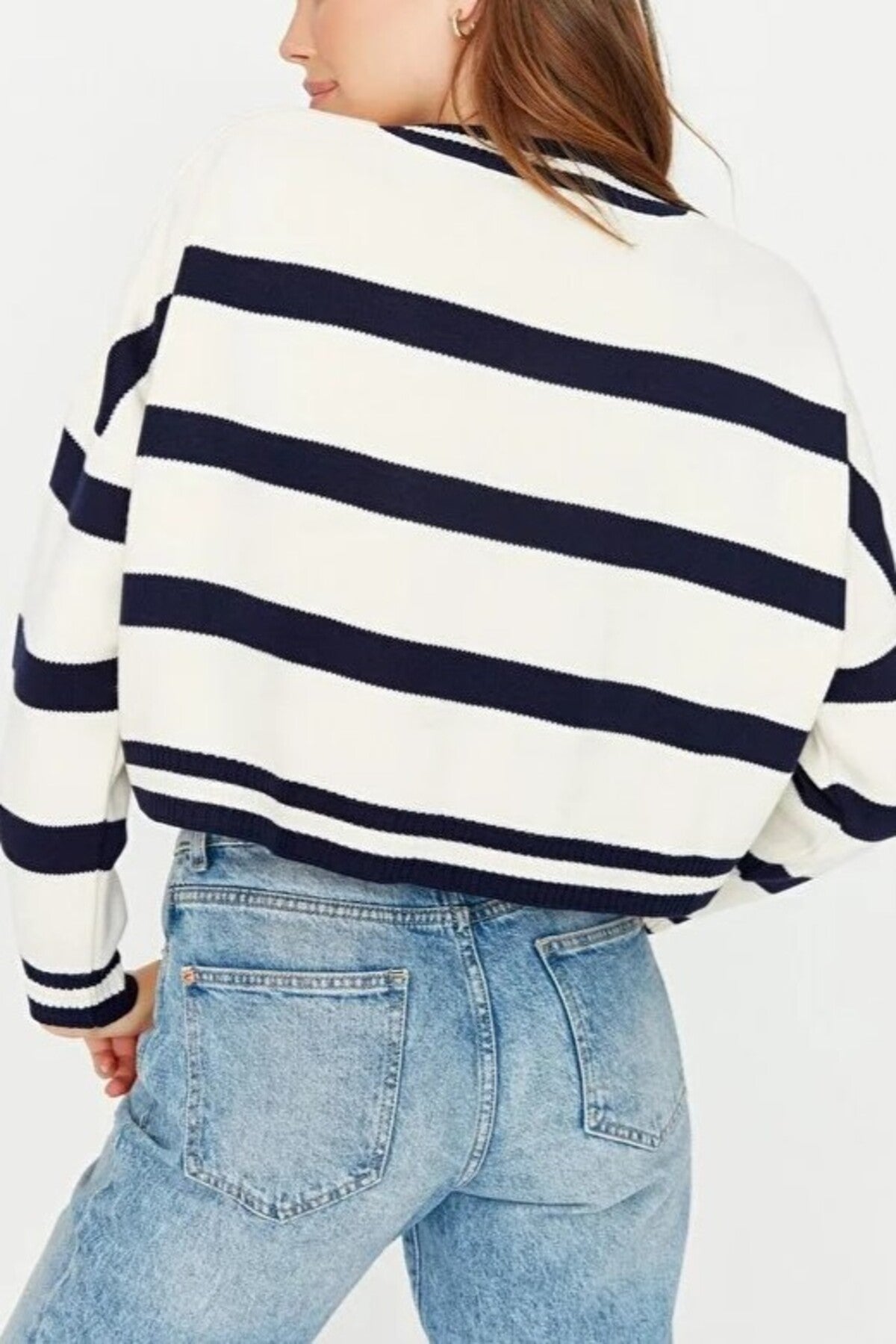Crop Striped Knit Sweater