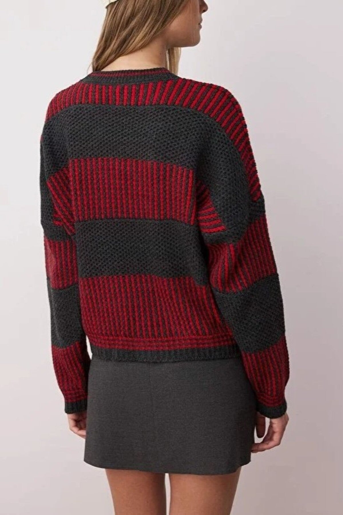 Wide Cut Striped Knit Sweater