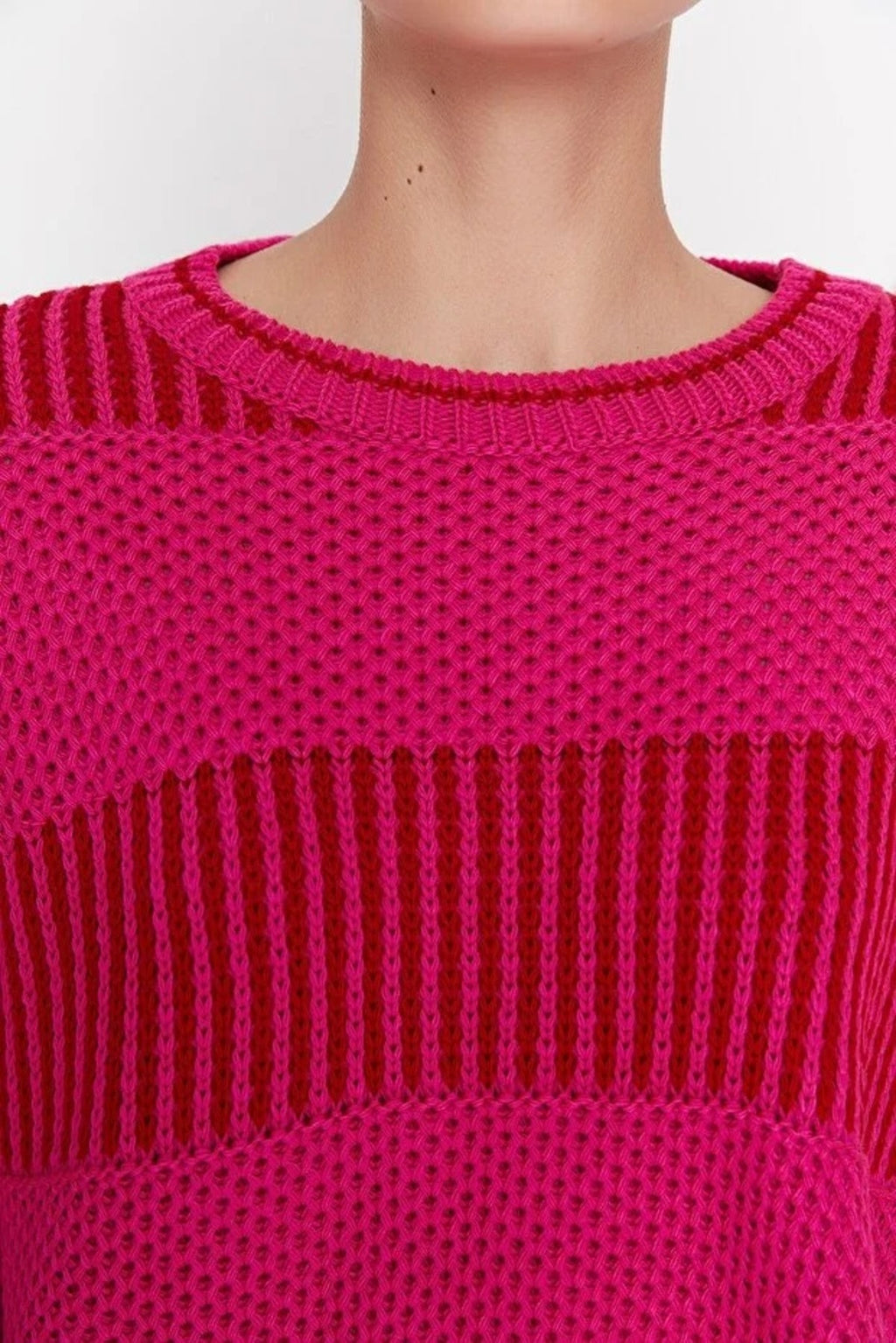 Wide Cut Striped Knit Sweater