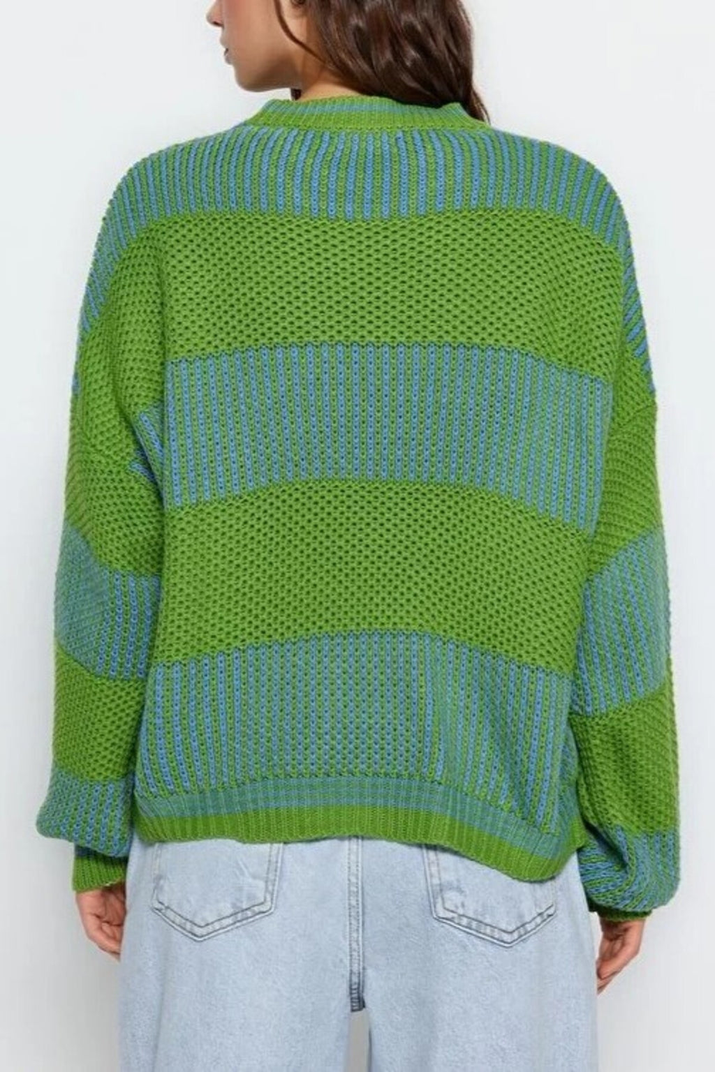 Wide Cut Striped Knit Sweater