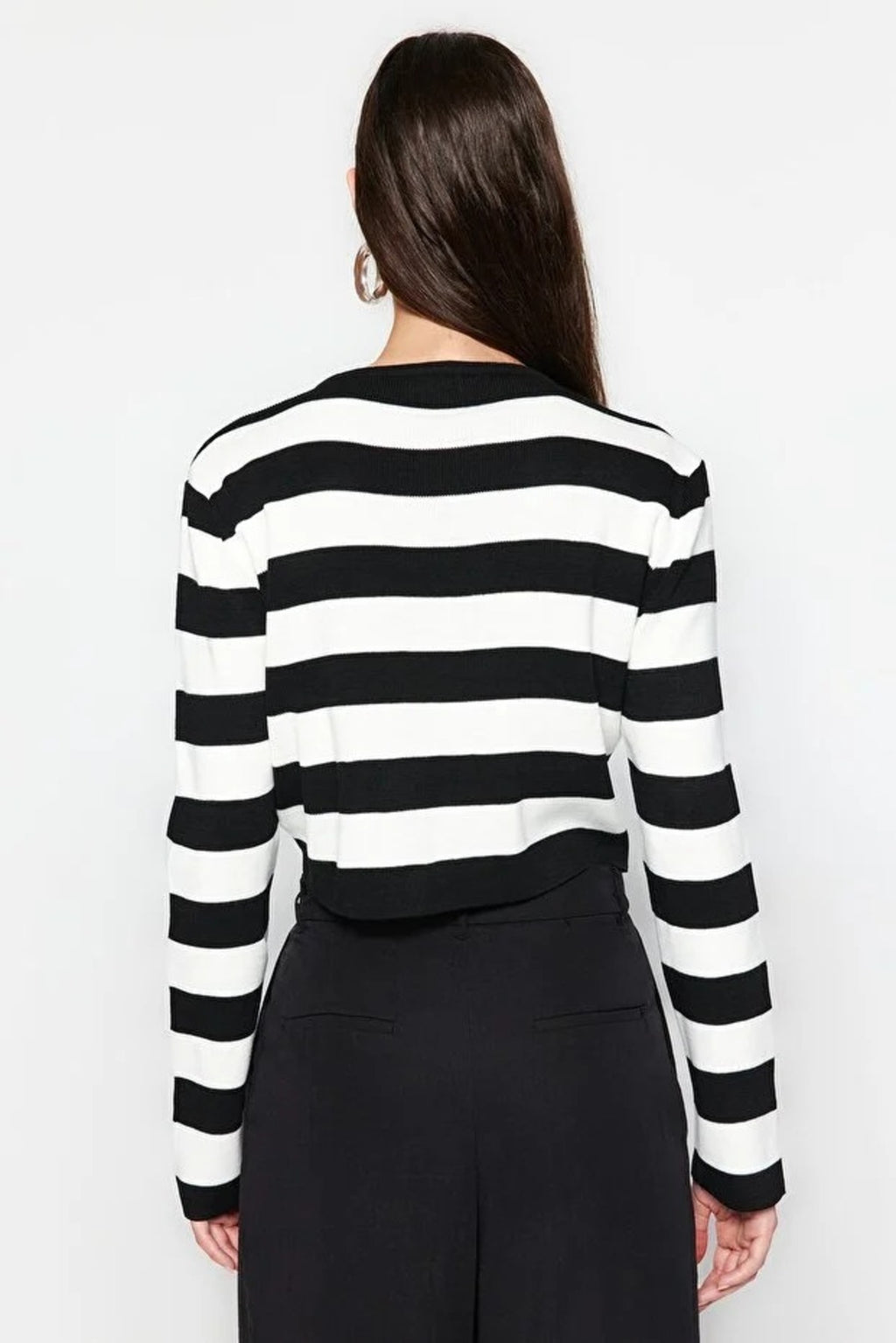 Crop Striped Knit Sweater