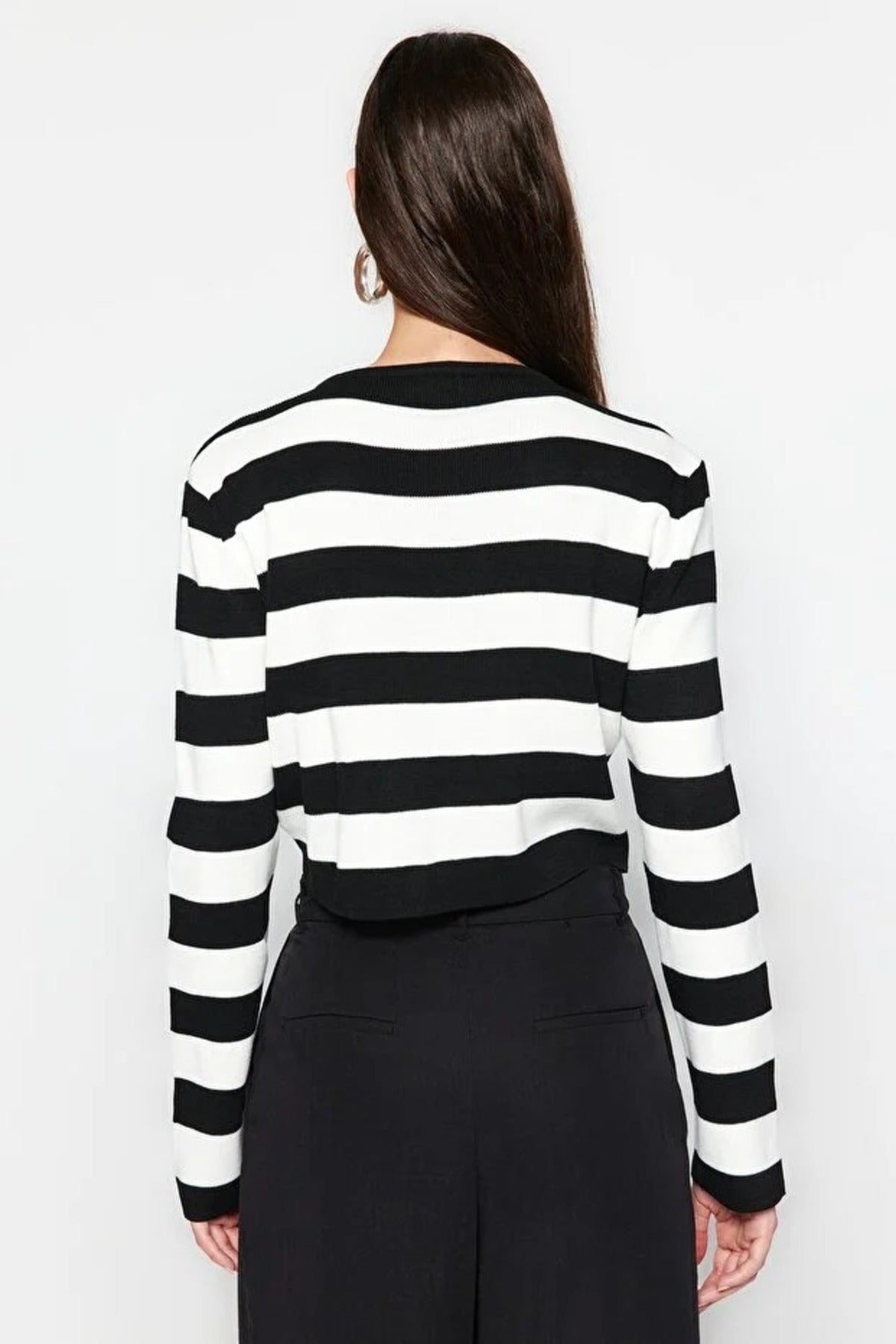 Crop Striped Knit Sweater