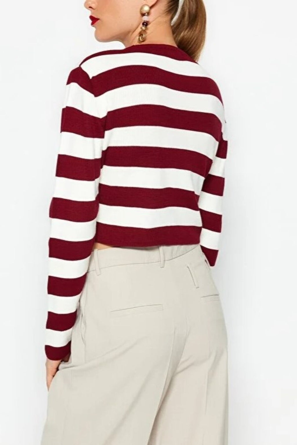 Crop Striped Knit Sweater