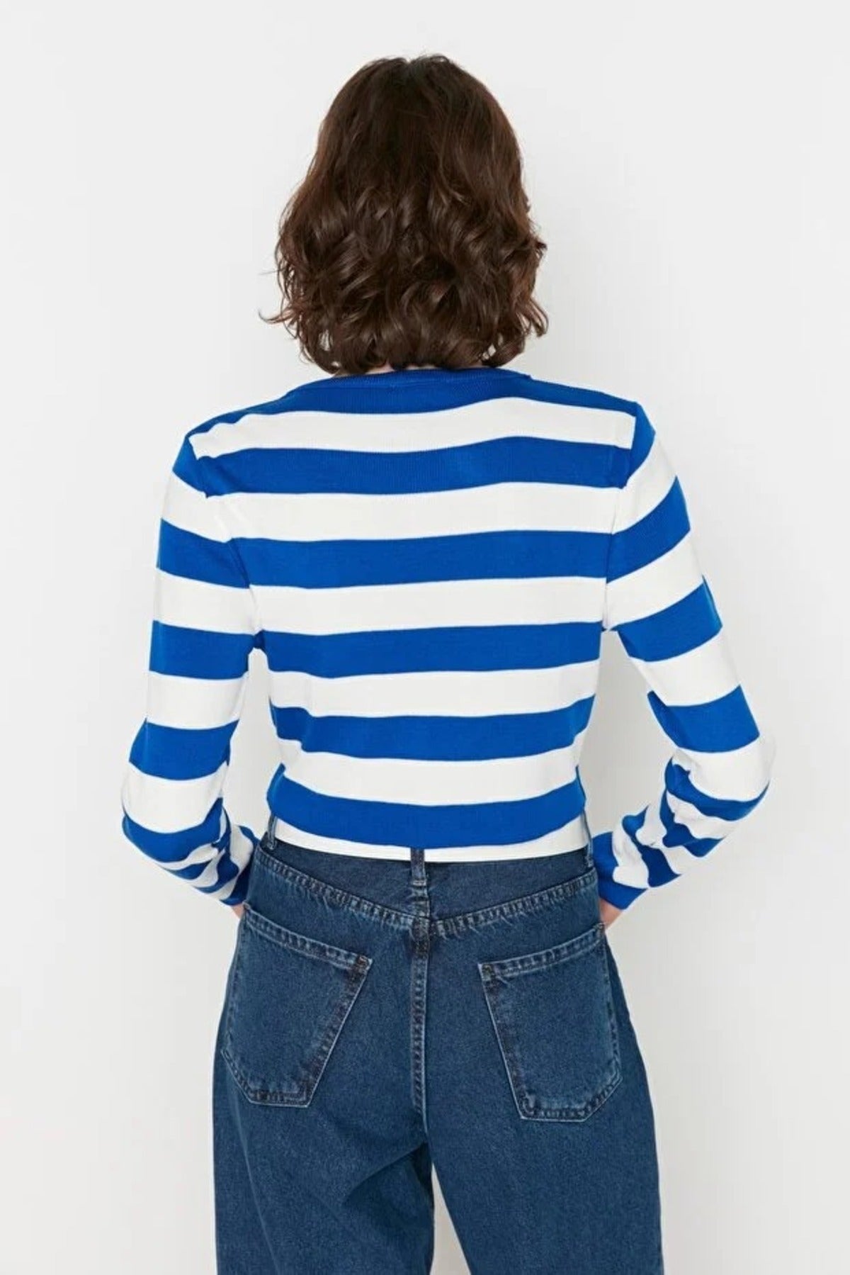 Crop Striped Knit Sweater