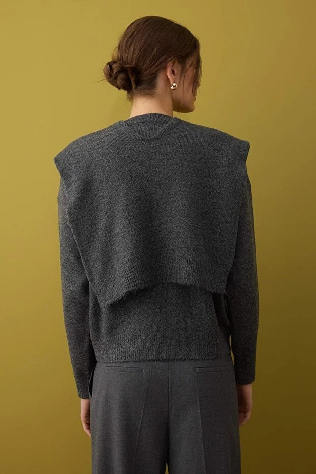 Soft Textured Knit Sweater with Shawl Detail