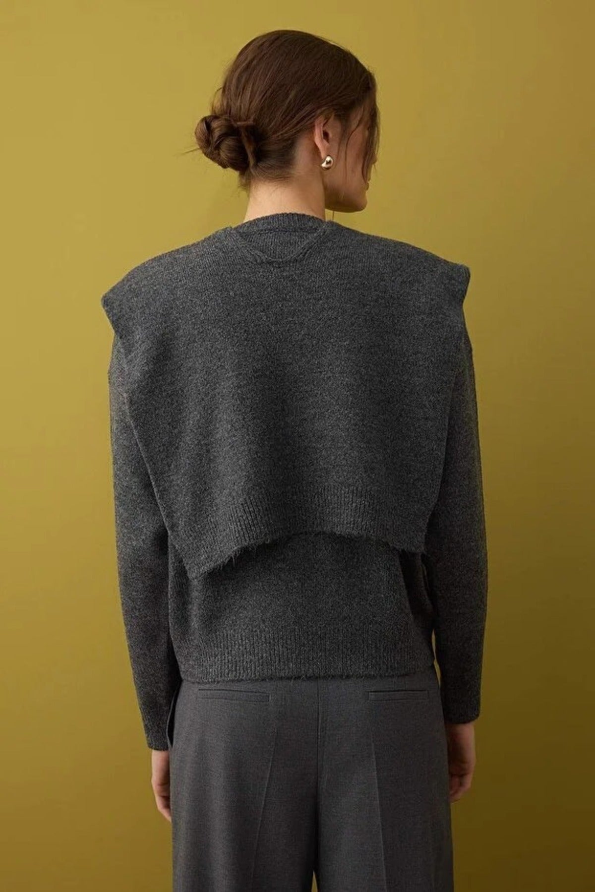 Soft Textured Knit Sweater with Shawl Detail