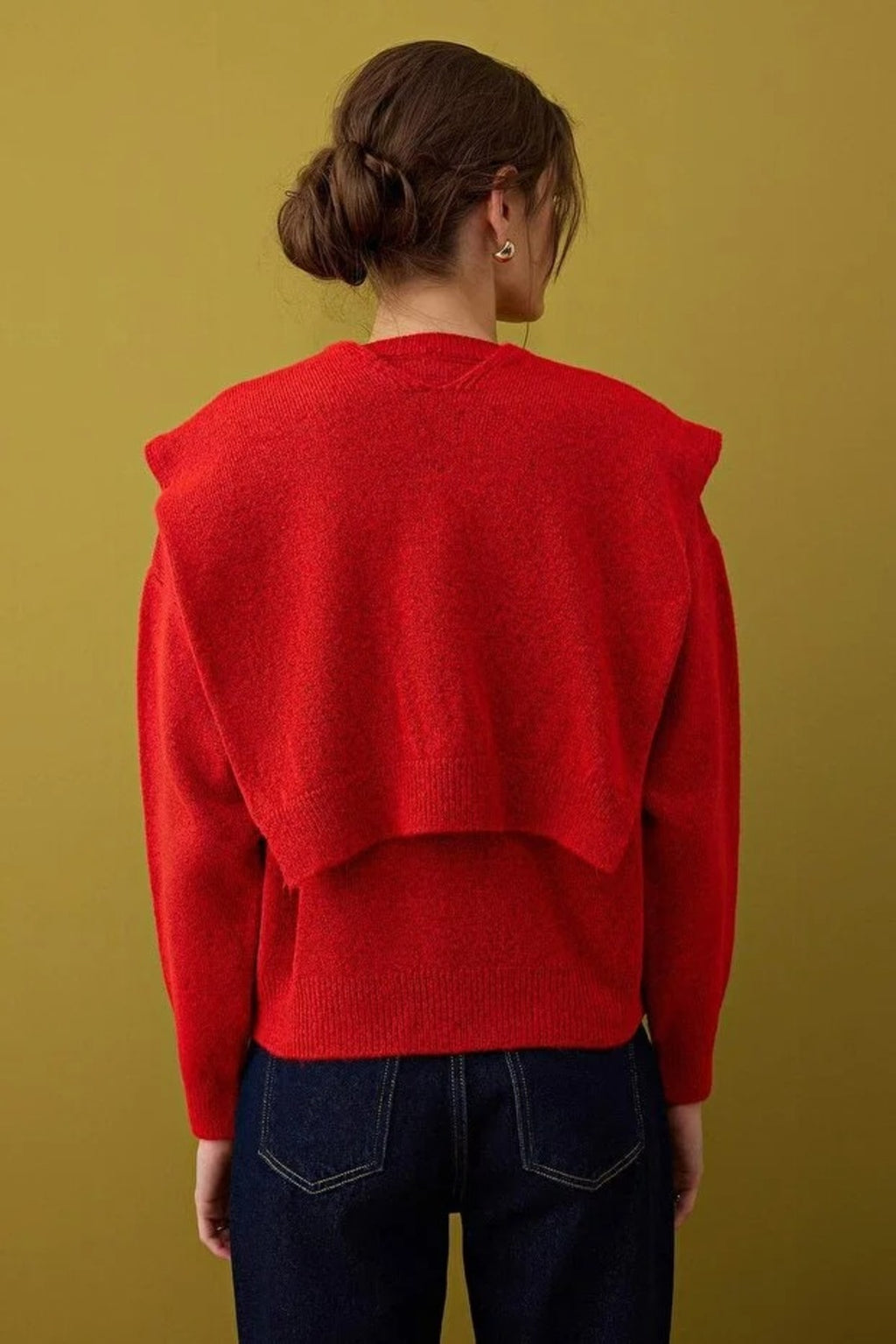 Soft Textured Knit Sweater with Shawl Detail