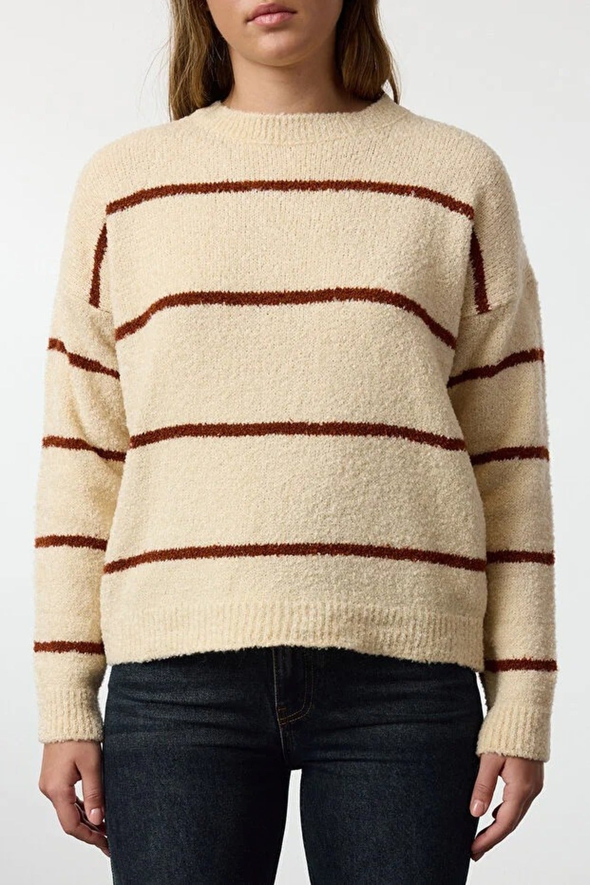 Striped Soft Textured Knit Sweater