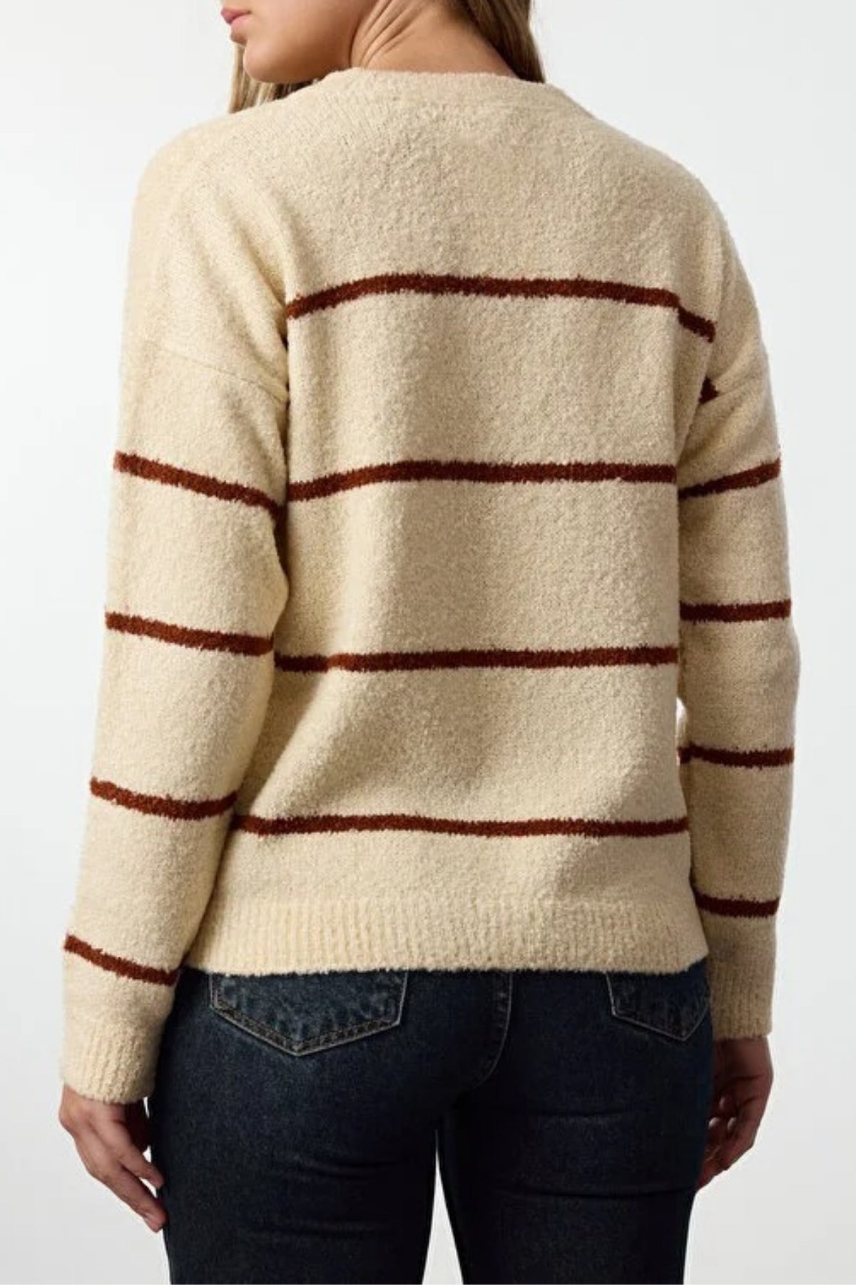 Striped Soft Textured Knit Sweater