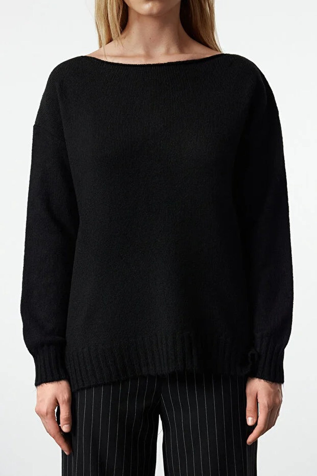 Boat Neck Basic Knit Sweater