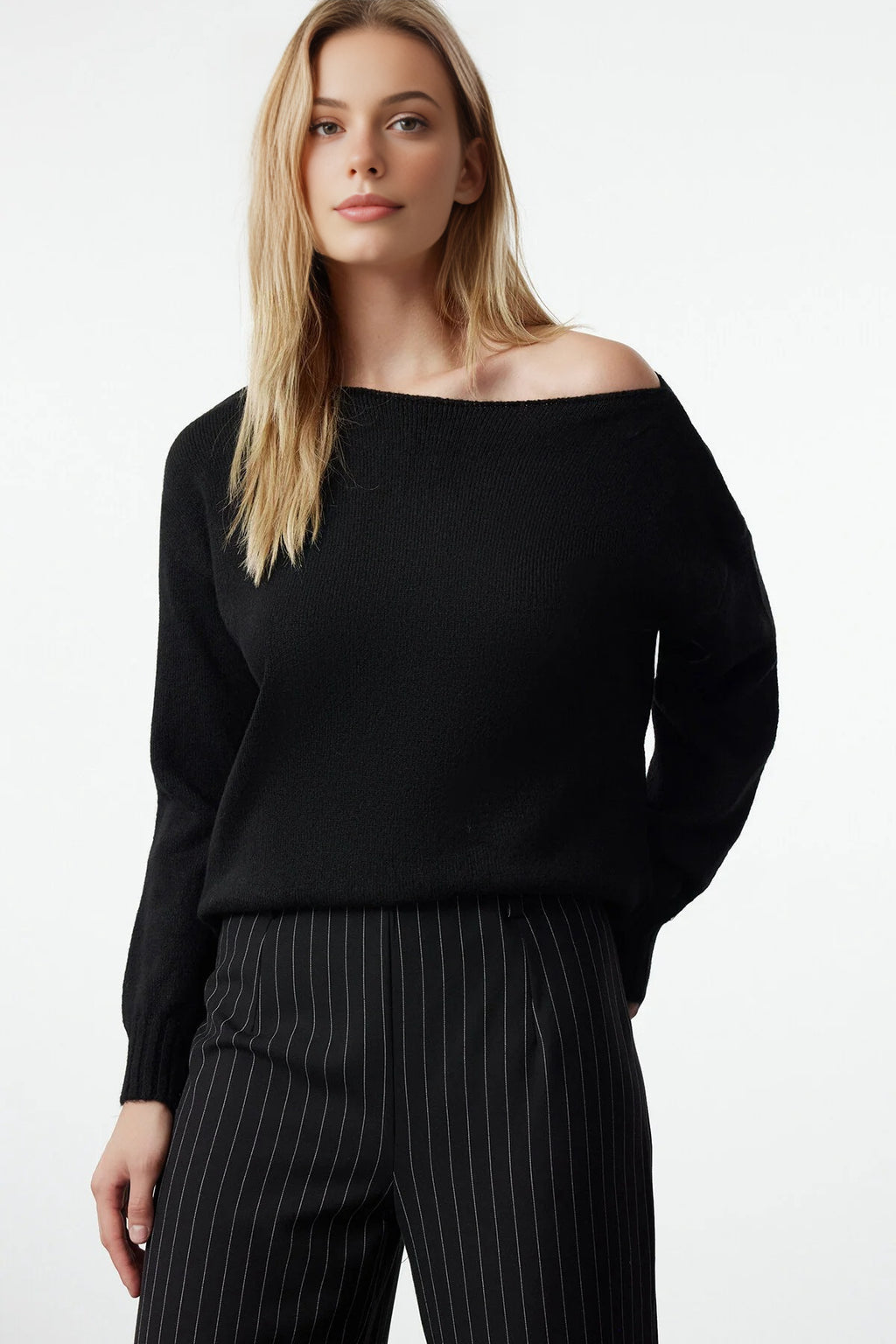 Boat Neck Basic Knit Sweater