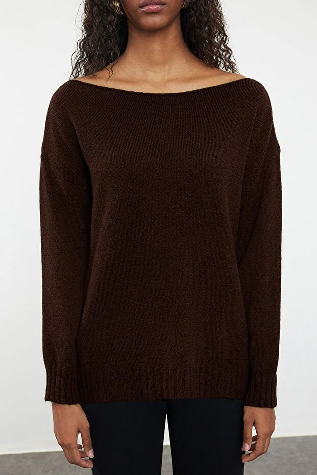 Boat Neck Basic Knit Sweater