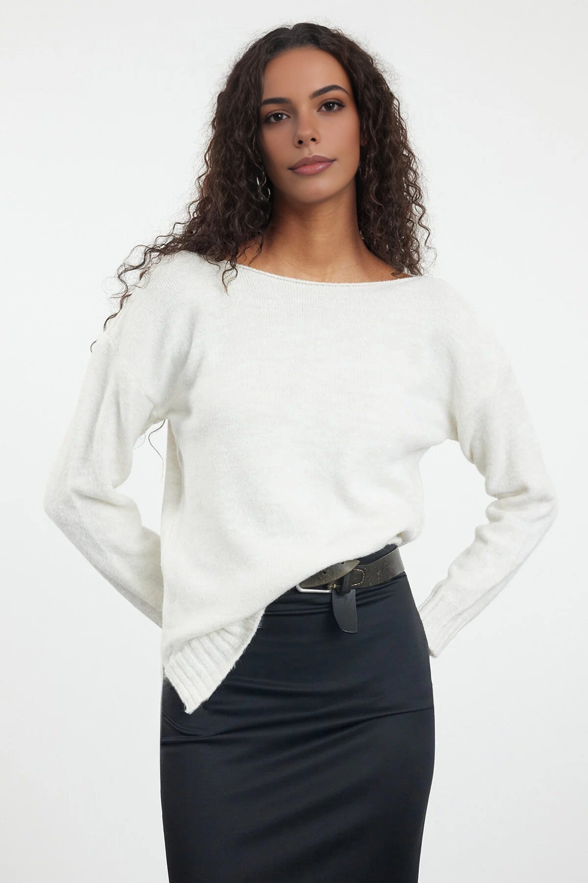 Boat Neck Basic Knit Sweater