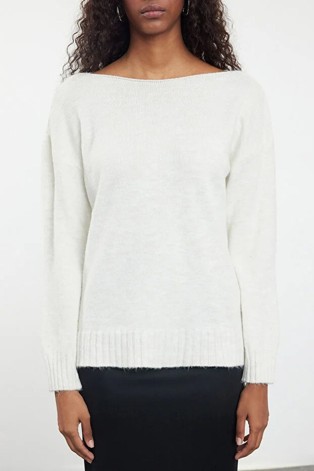 Boat Neck Basic Knit Sweater