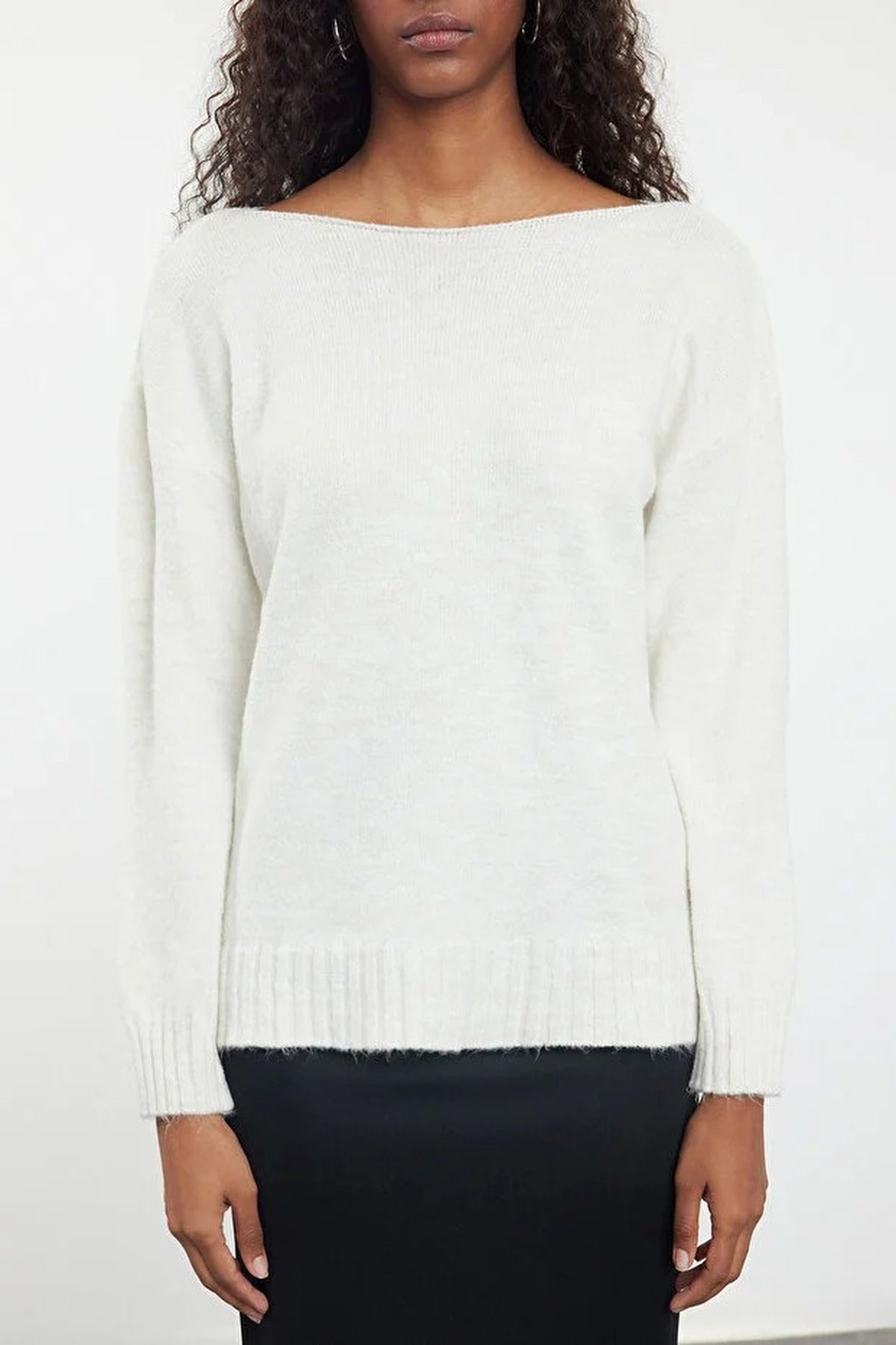 Boat Neck Basic Knit Sweater
