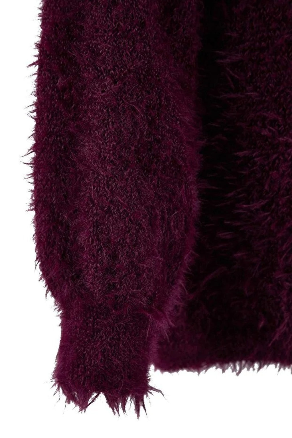 Furry Turn-Down Collar Knit Sweater