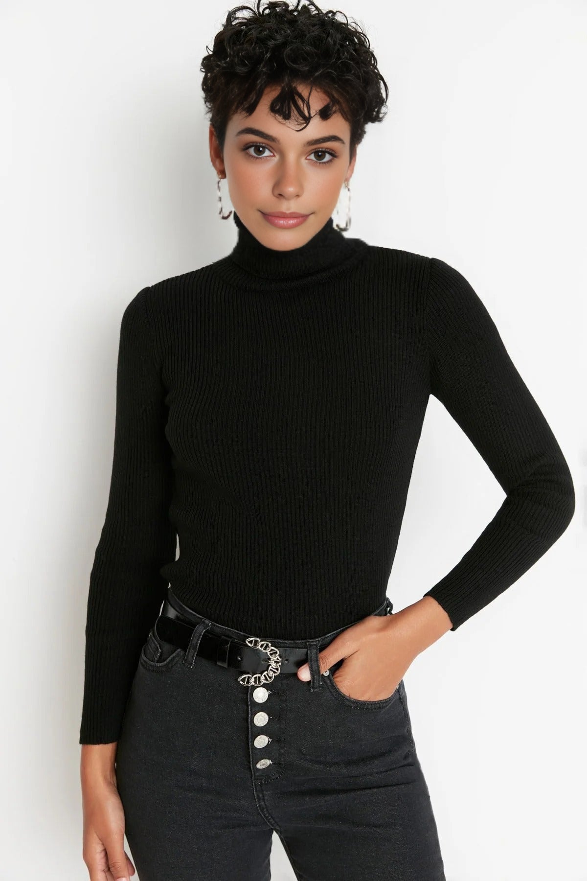 Basic Turtleneck Knit Sweater