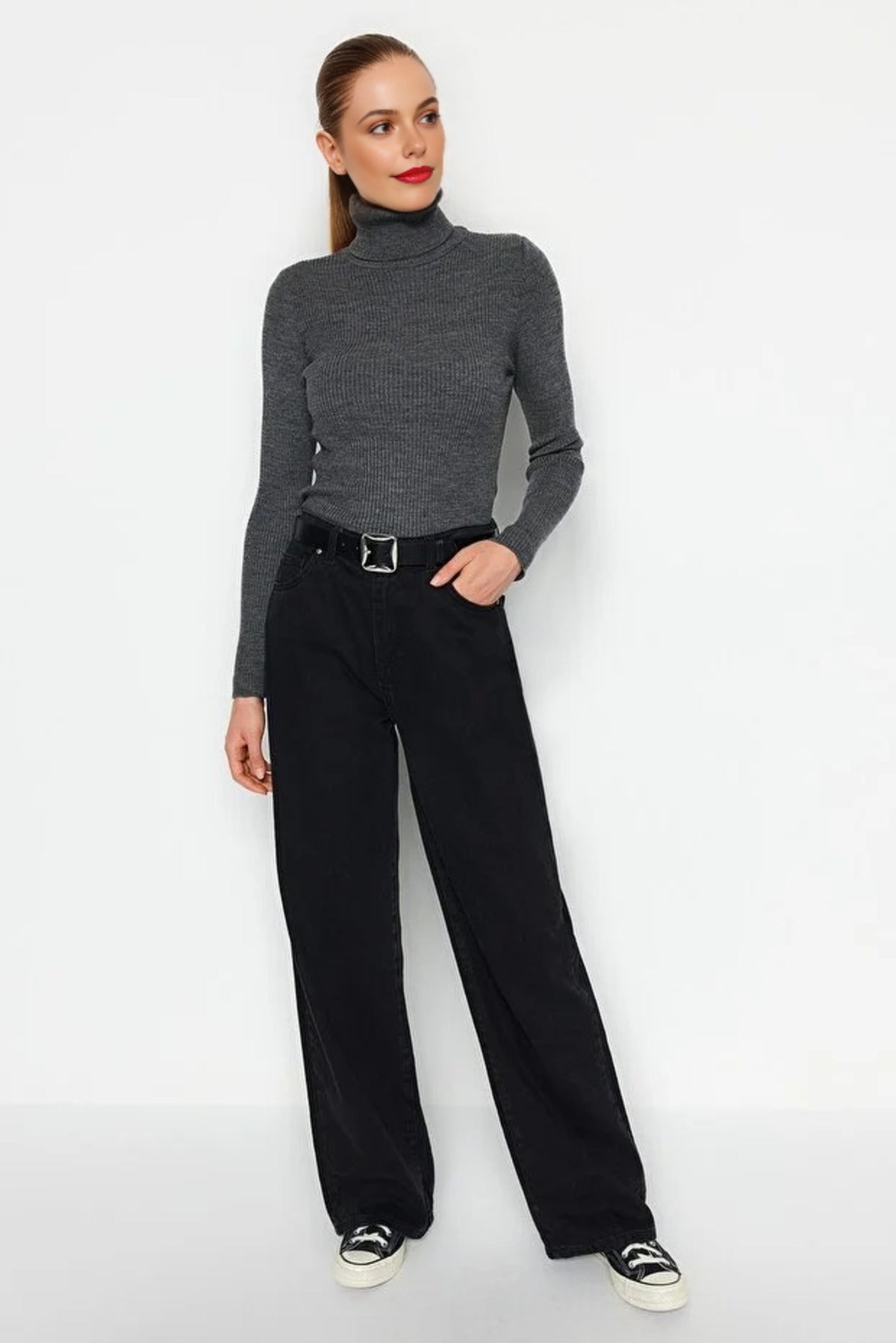 Basic Turtleneck Knit Sweater