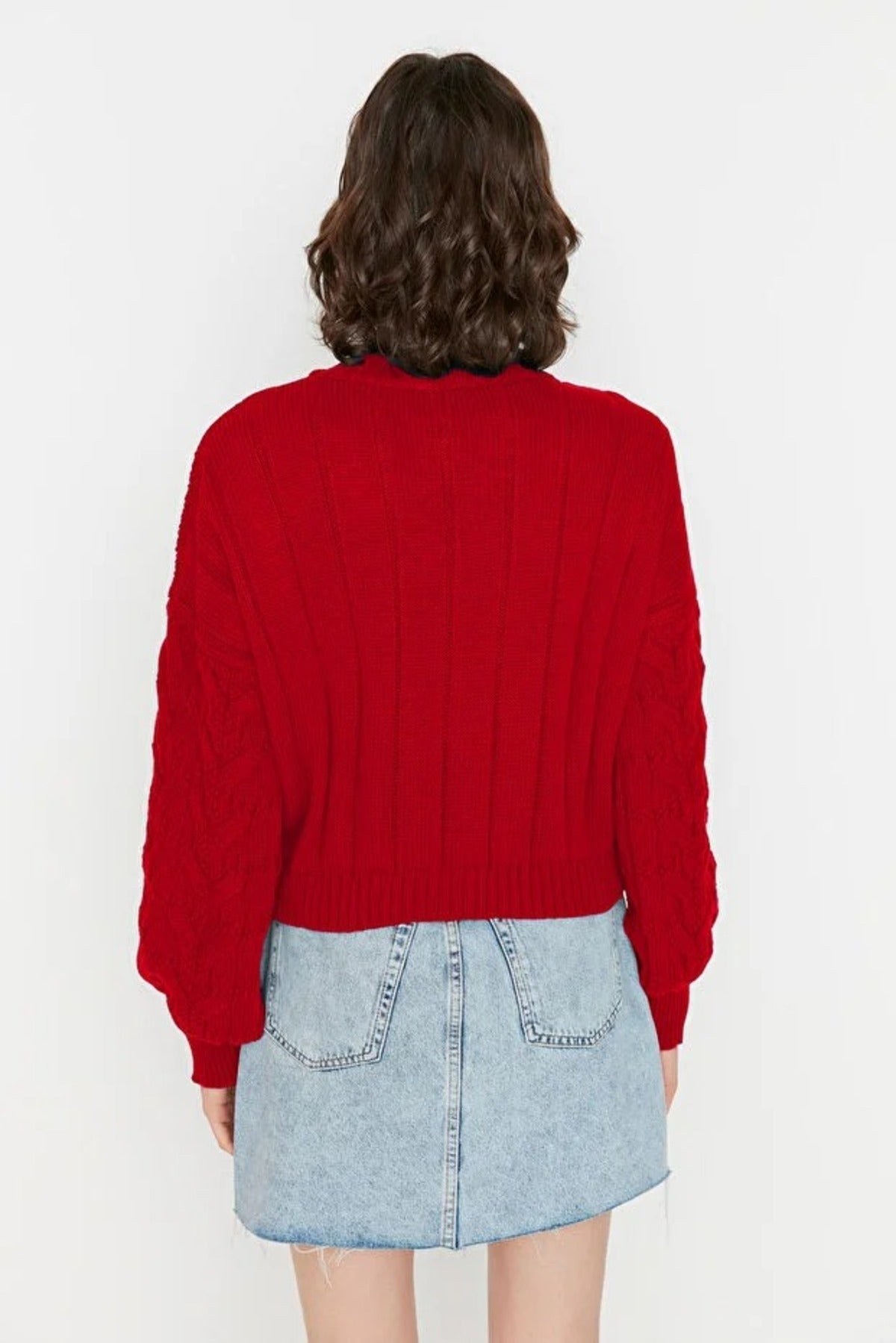 Crop Stand Collar Knit Sweater