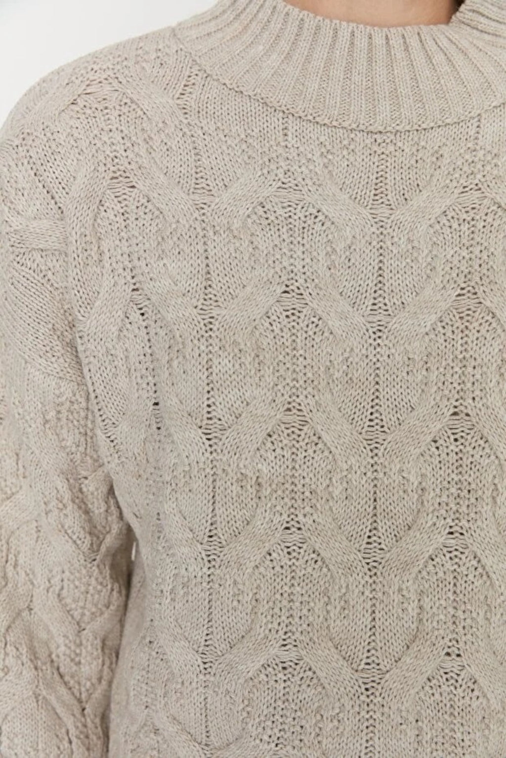 Crop Stand Collar Knit Sweater