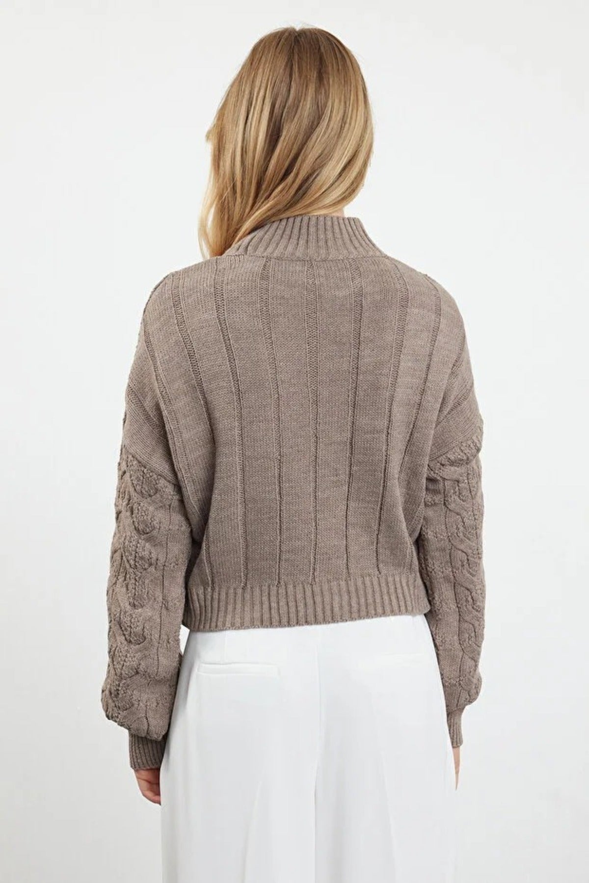 Crop Stand Collar Knit Sweater