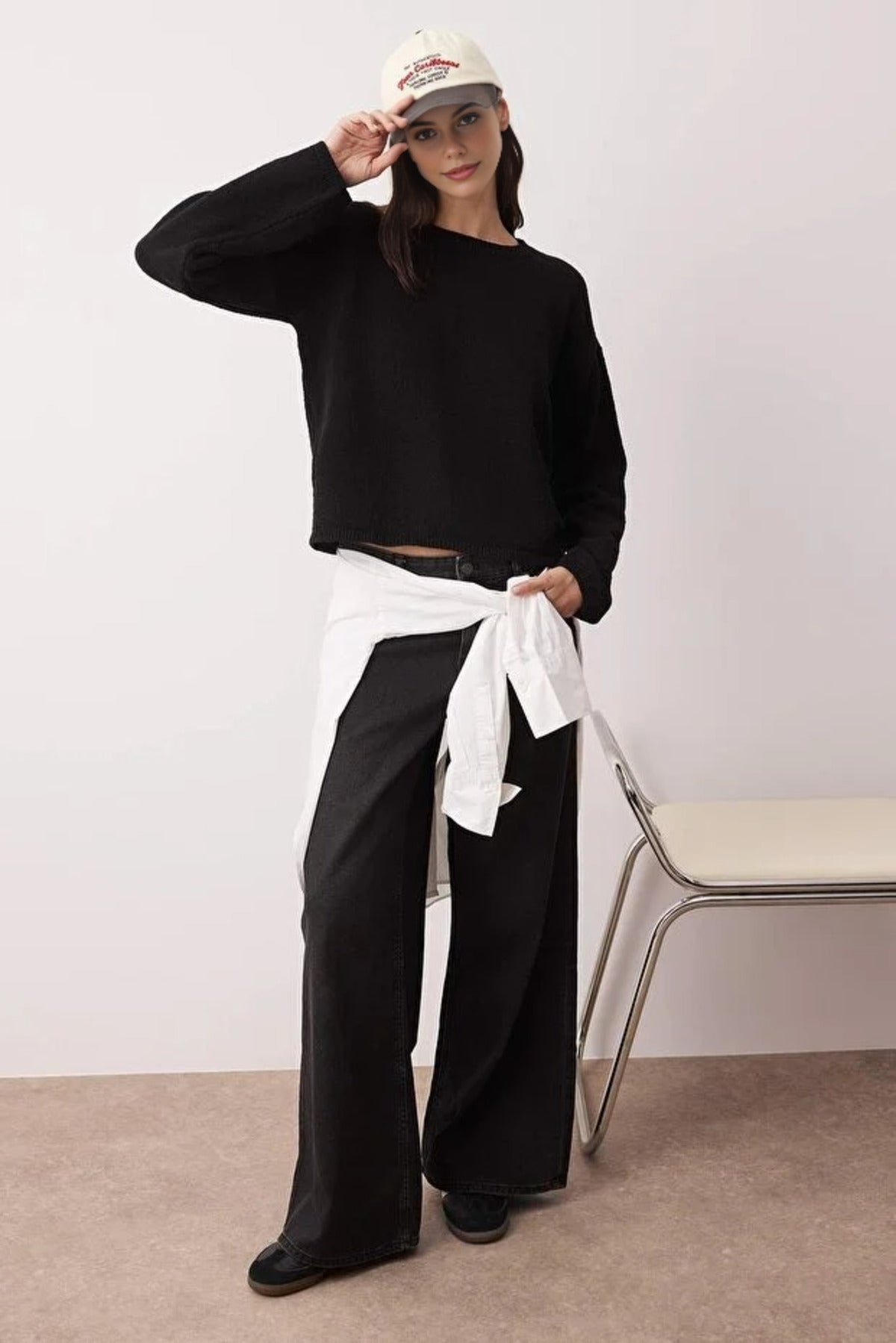 Cotton Loose Fit Basic Knit Sweater