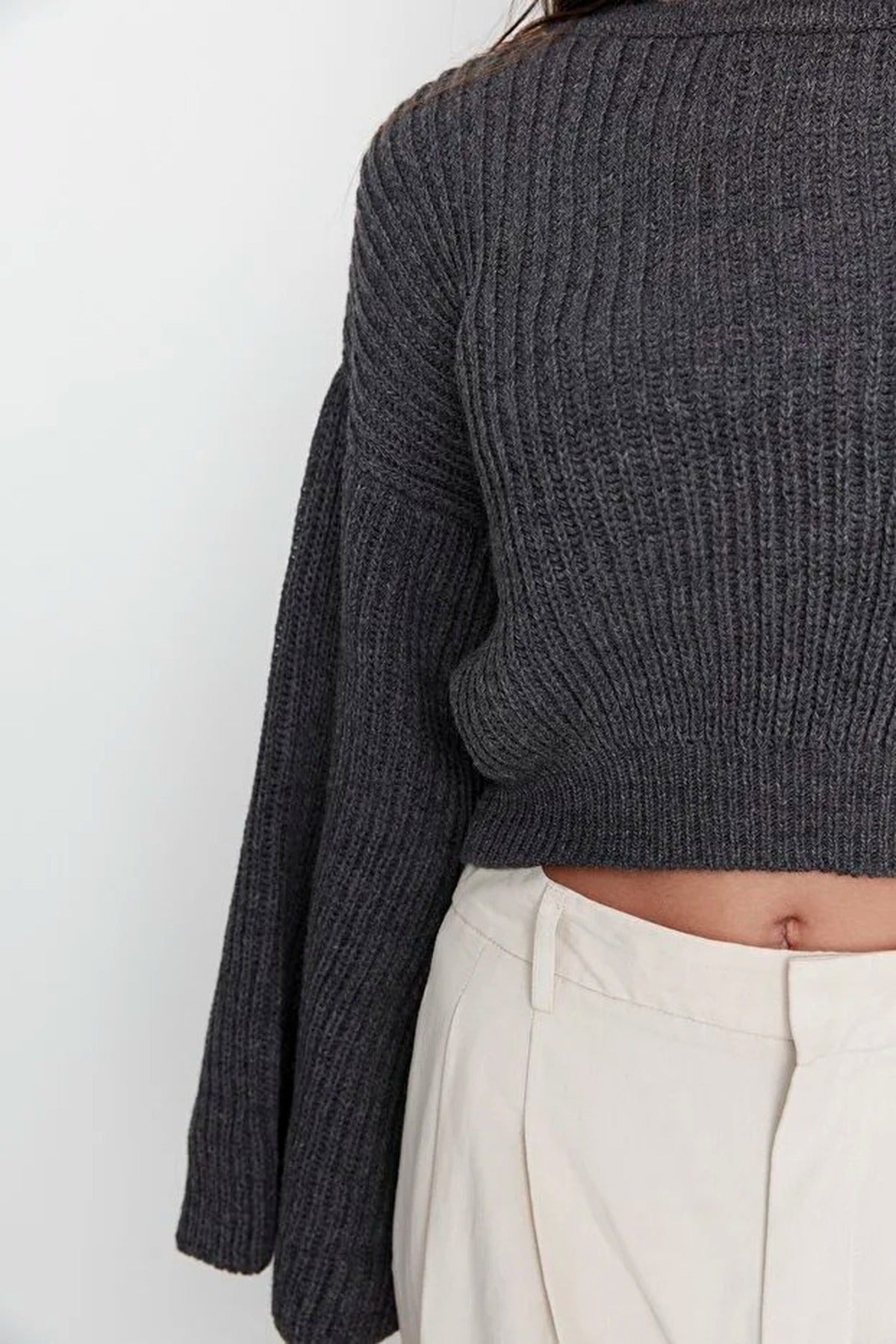 Crop Knit Sweater with Spanish Sleeve