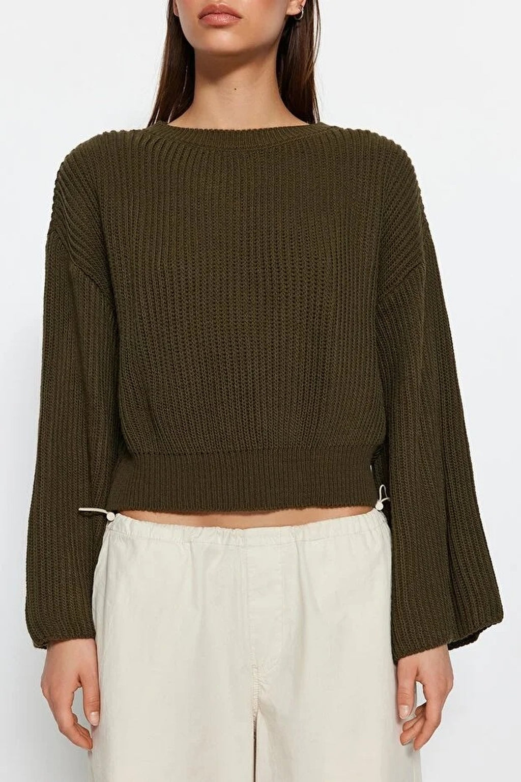 Crop Knit Sweater with Spanish Sleeve