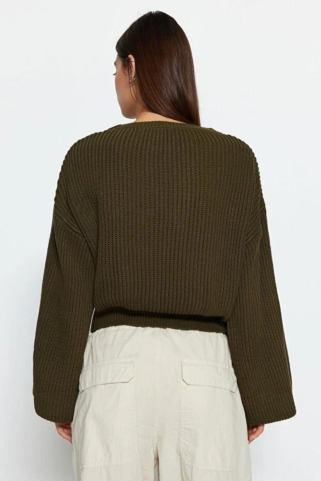 Crop Knit Sweater with Spanish Sleeve