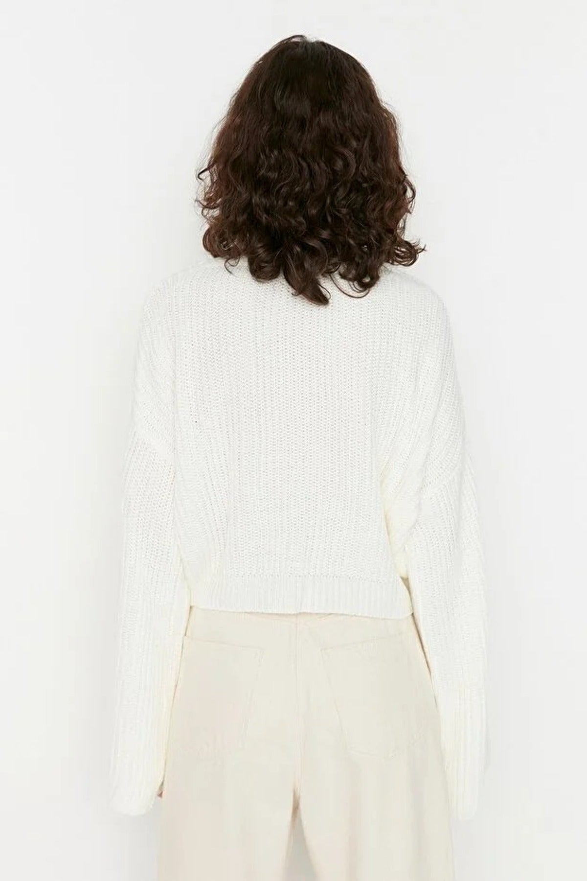 Crop Knit Sweater with Spanish Sleeve