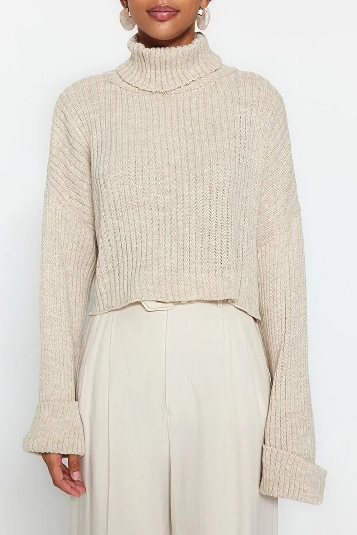 Crop Basic Knit Sweater