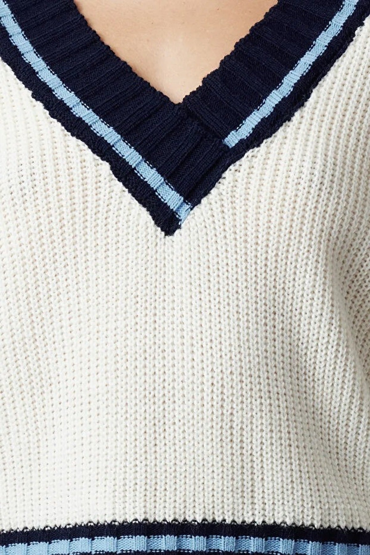 Crop Color Block Knit Sweater