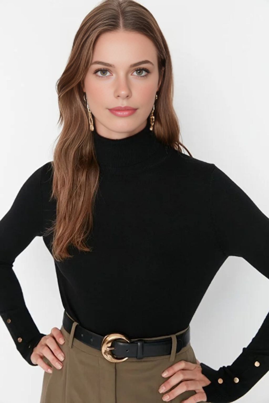 Mercerized Look Basic Knit Sweater