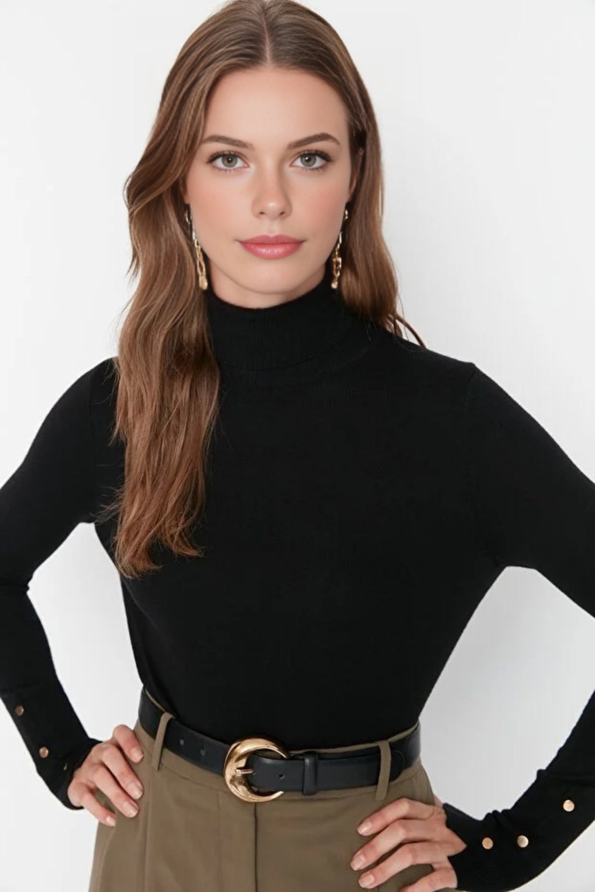 Mercerized Look Basic Knit Sweater