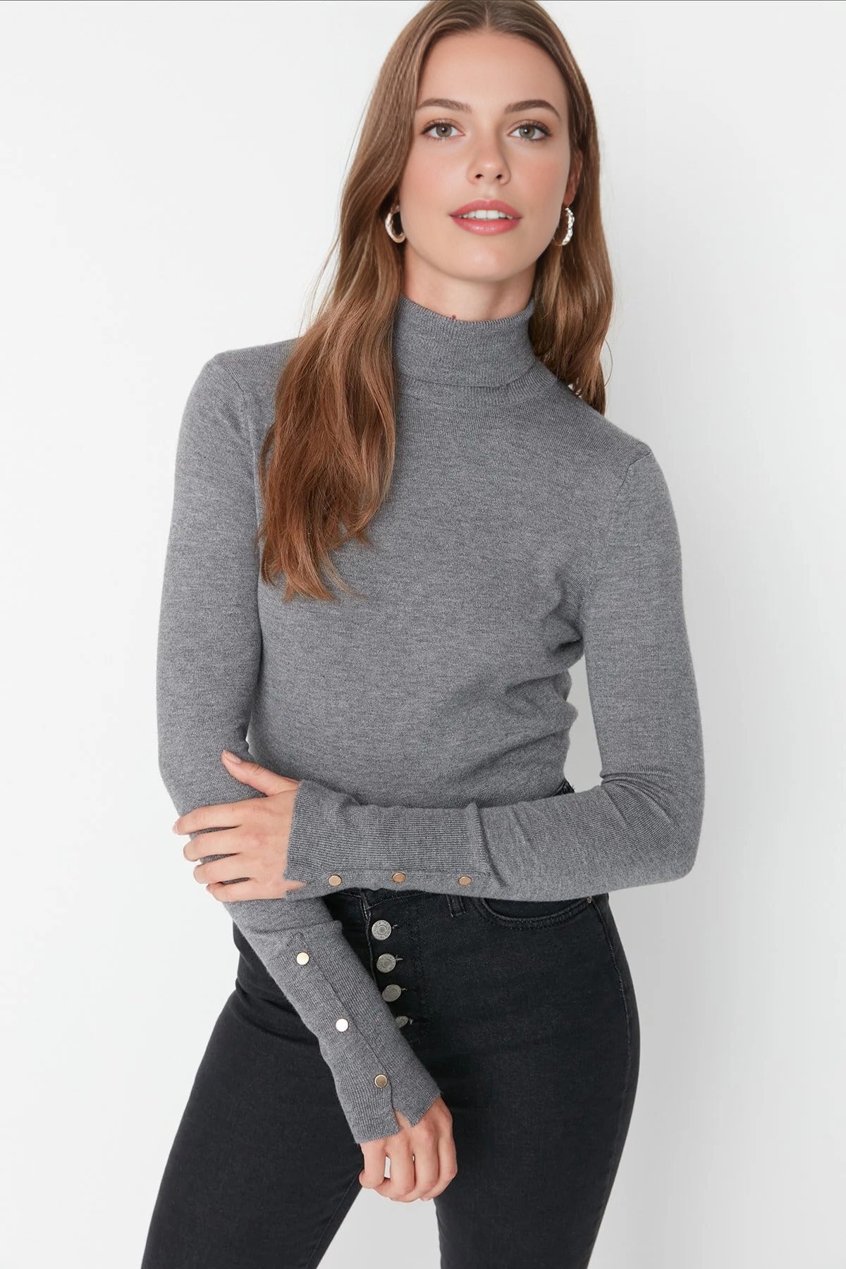 Mercerized Look Basic Knit Sweater