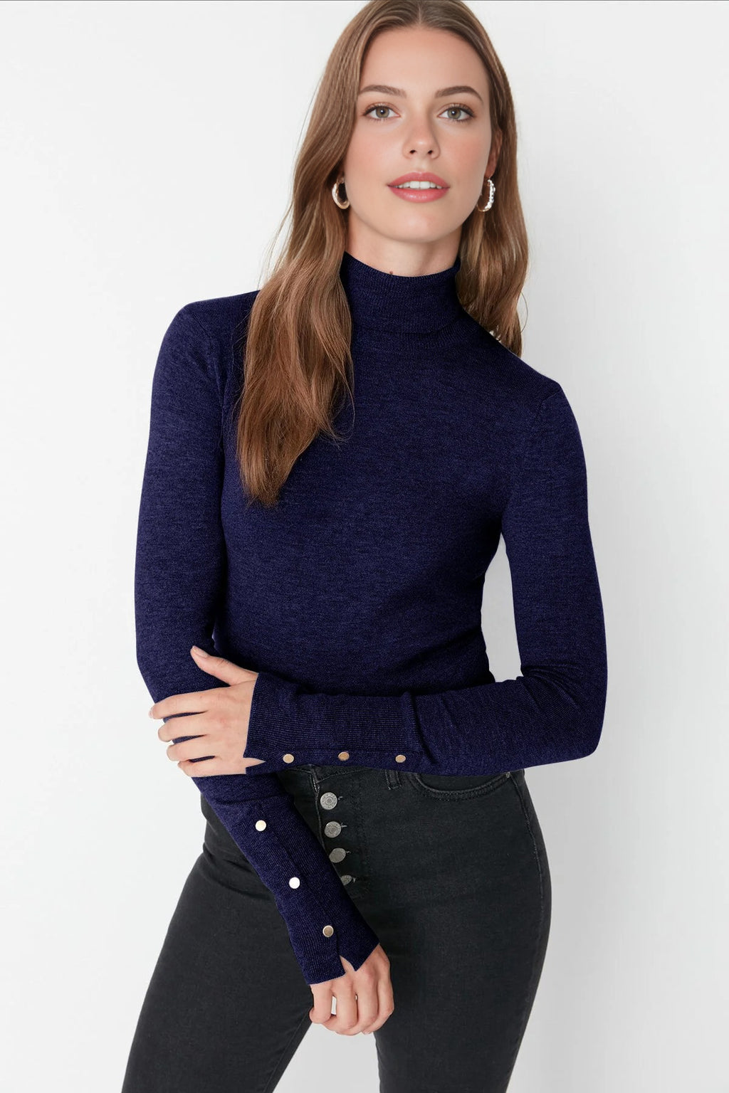 Mercerized Look Basic Knit Sweater