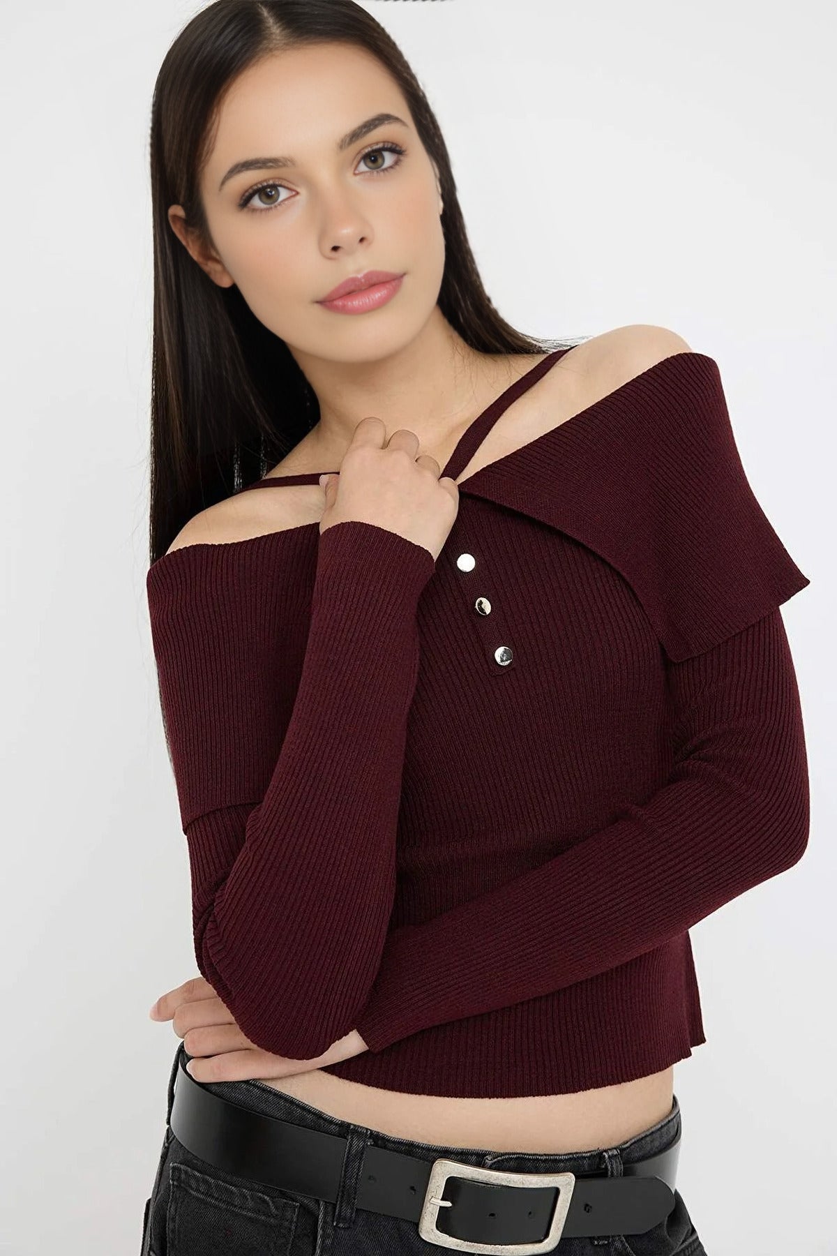 Carmen Halter Neck Knit Sweater