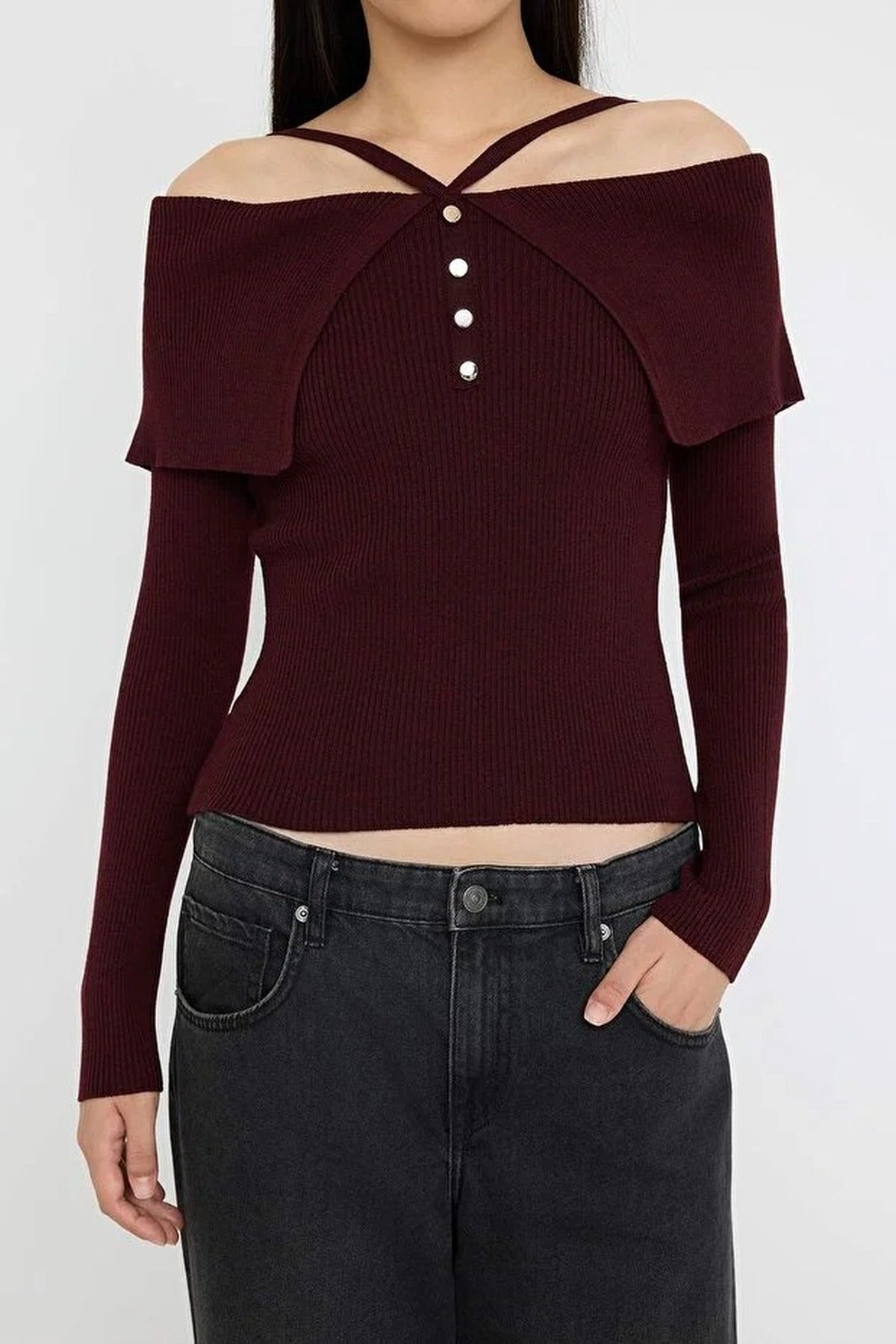 Carmen Halter Neck Knit Sweater