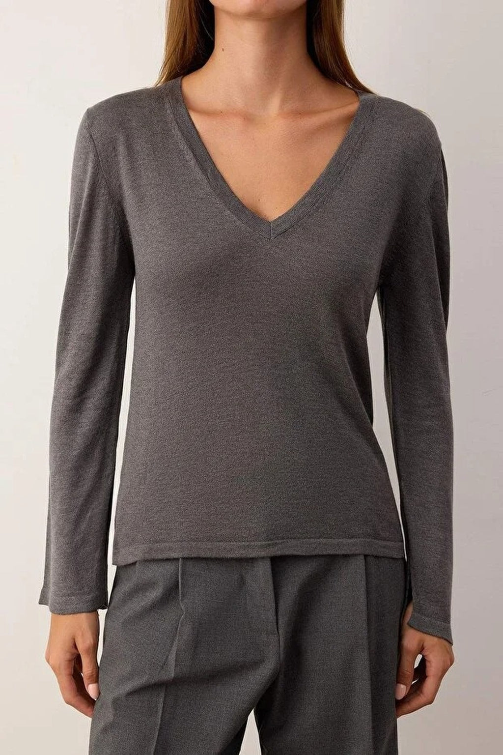 V-Neck Basic Knit Sweater