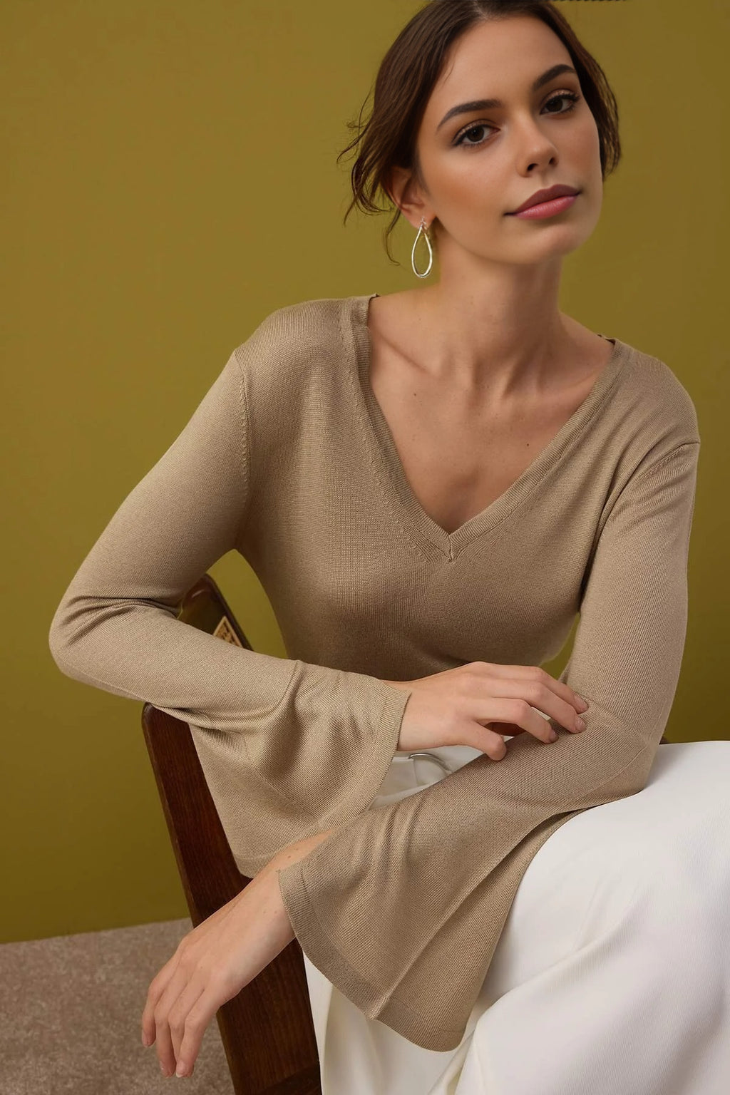 V-Neck Basic Knit Sweater