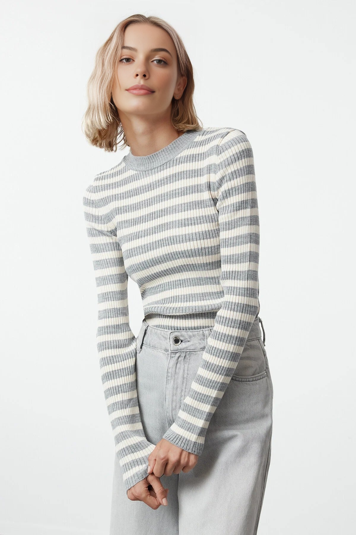 Basic Striped Knit Sweater