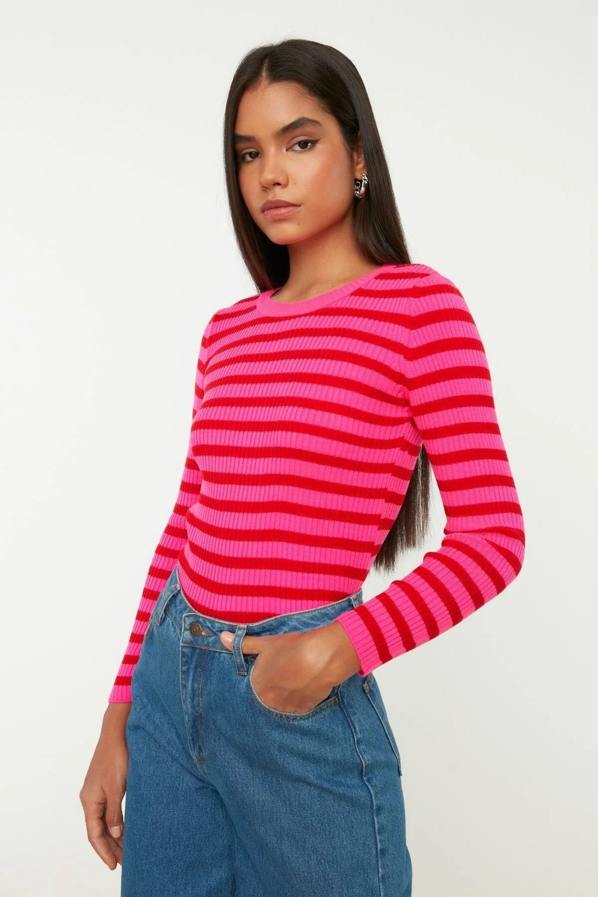 Basic Striped Knit Sweater