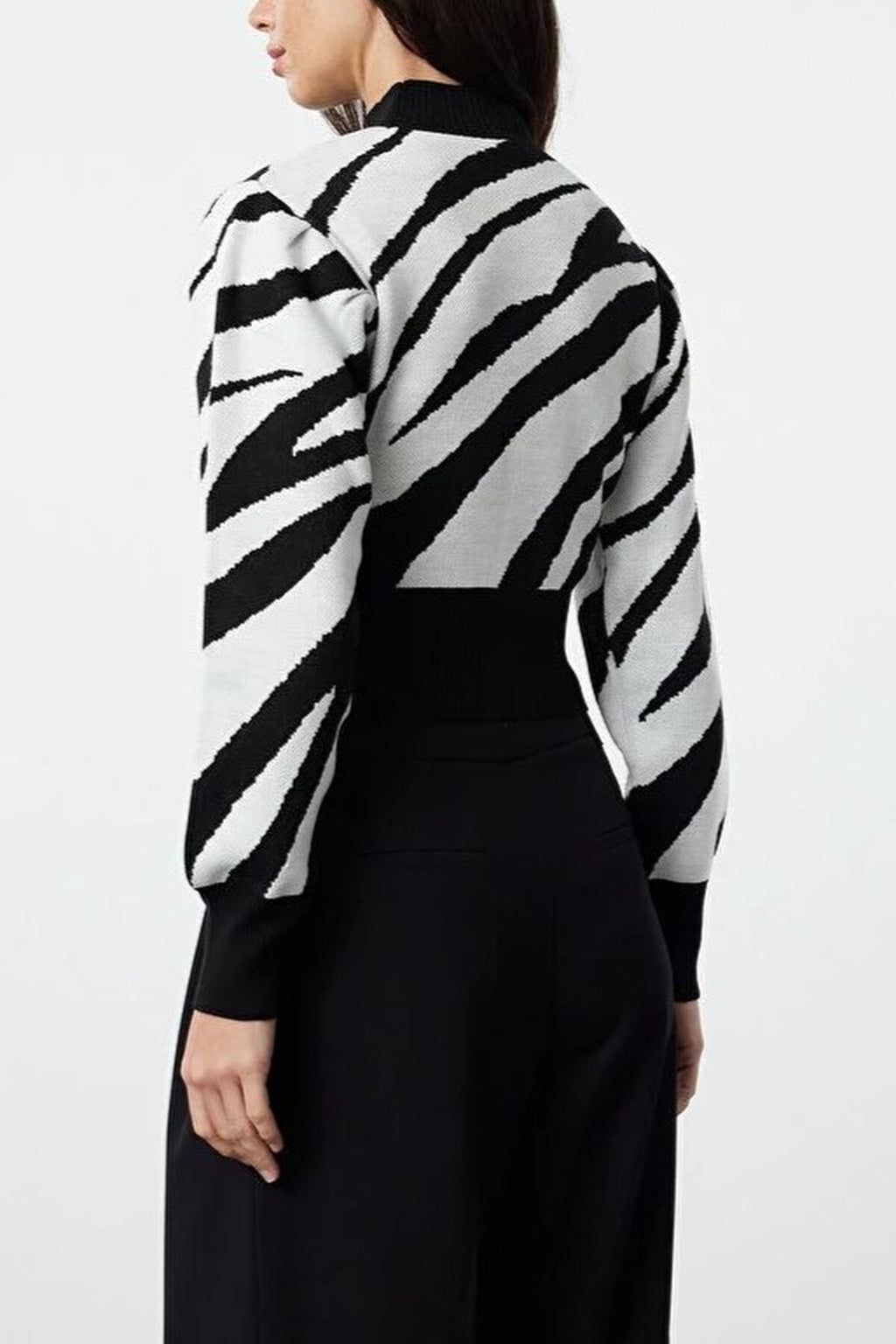 Zebra Print Crop Knit Sweater