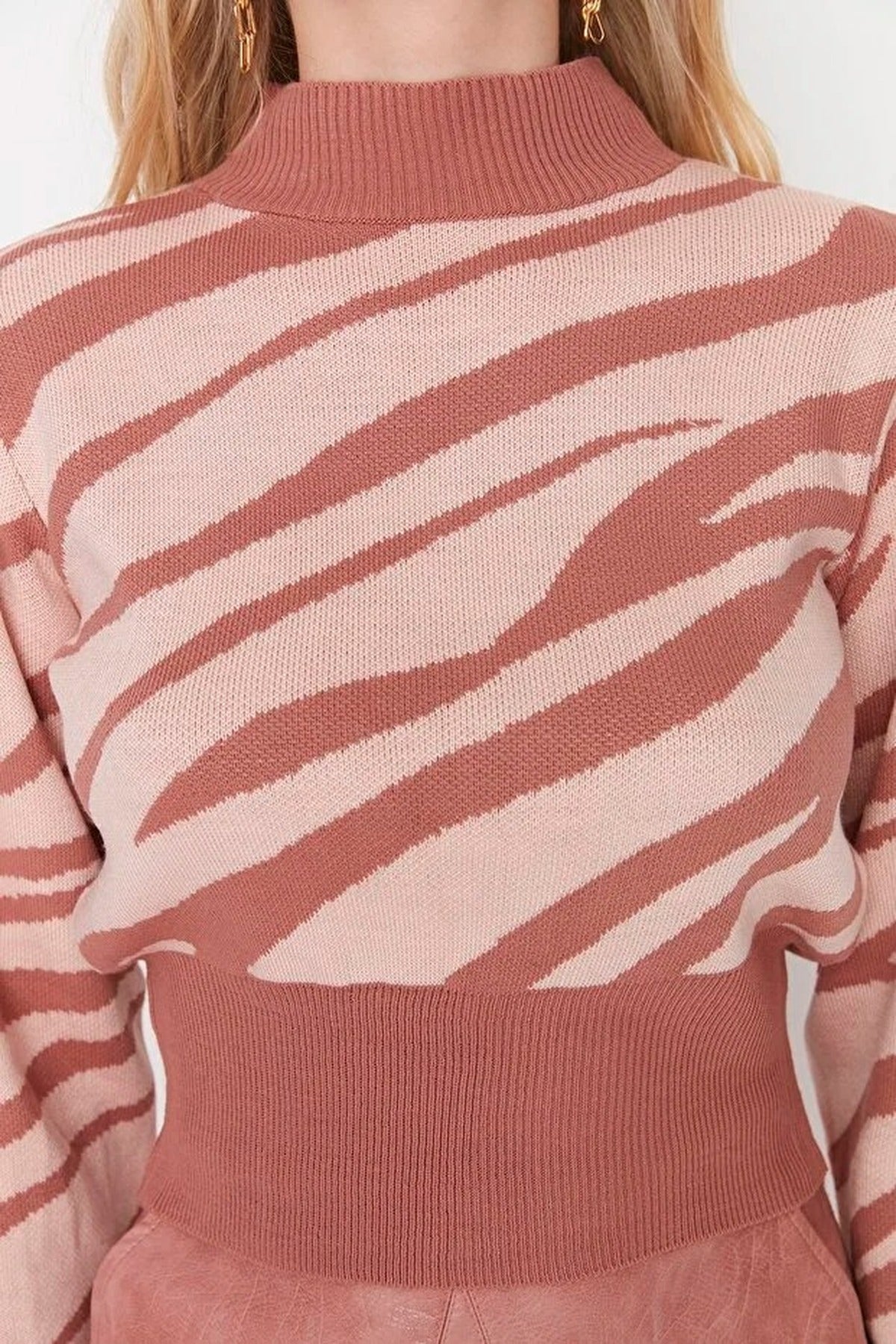 Zebra Print Crop Knit Sweater