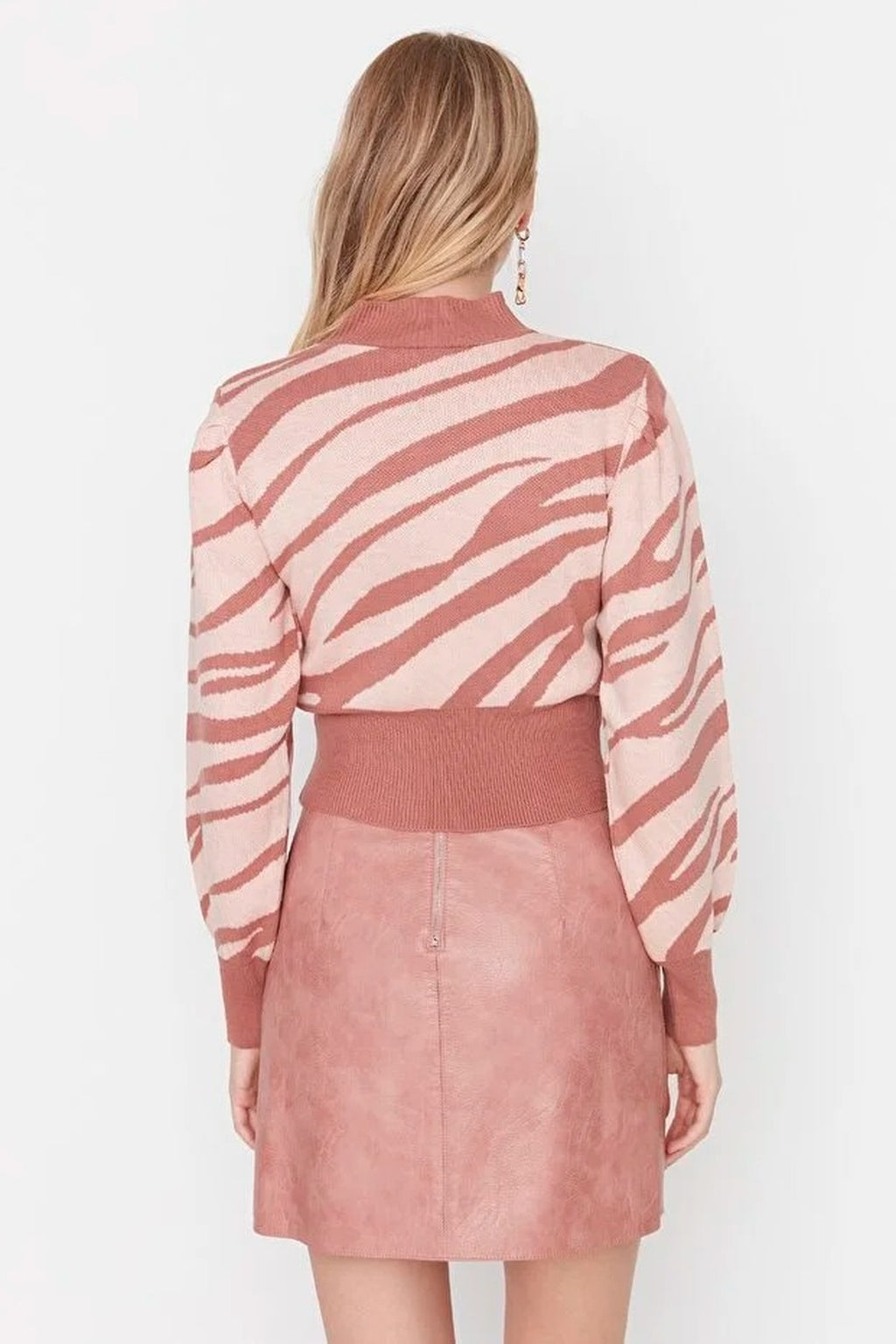 Zebra Print Crop Knit Sweater