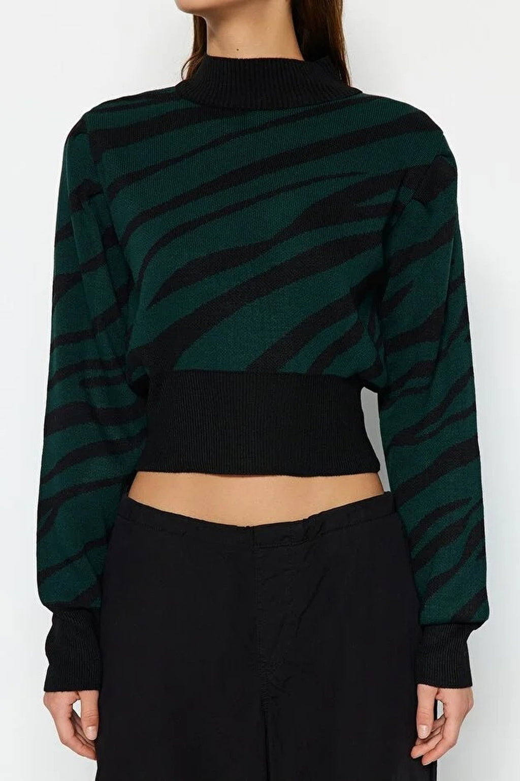 Zebra Print Crop Knit Sweater